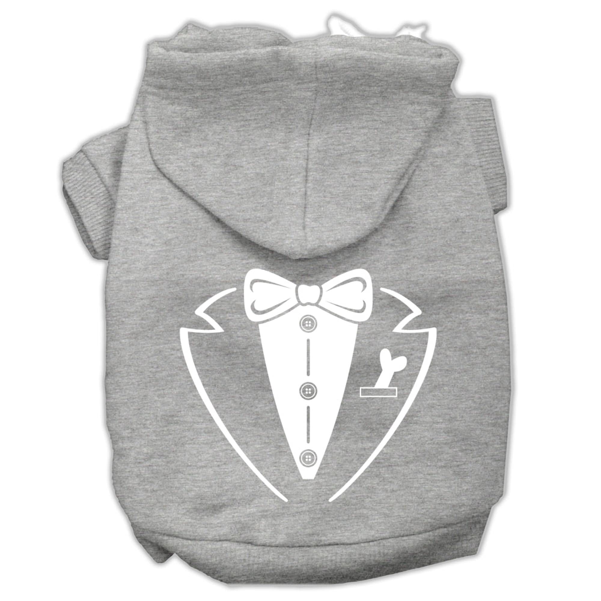 Pet Dog & Cat Hoodie Screen Printed, &quot;Tuxedo&quot; Gray 3XL (25-35 lbs.)