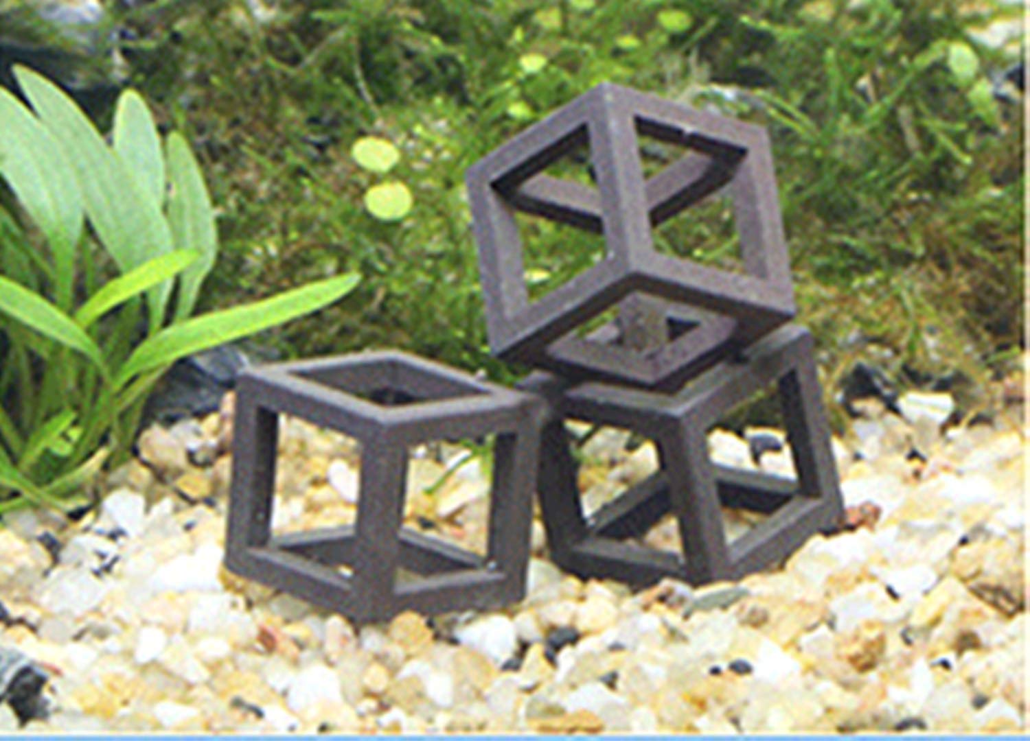 XMHF 5Pcs Ceramic Aquarium Small Fish Shrimp Crayfish Breeding Cube Block Shelter Gray