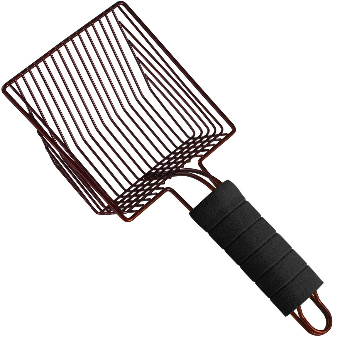 Lxmons Cat Litter Scoop, Steel Metal Scooper With Deep Shovel And Long Foam Handle For Kitty Litter Box, Soft Pet Sifter, Comfy 
