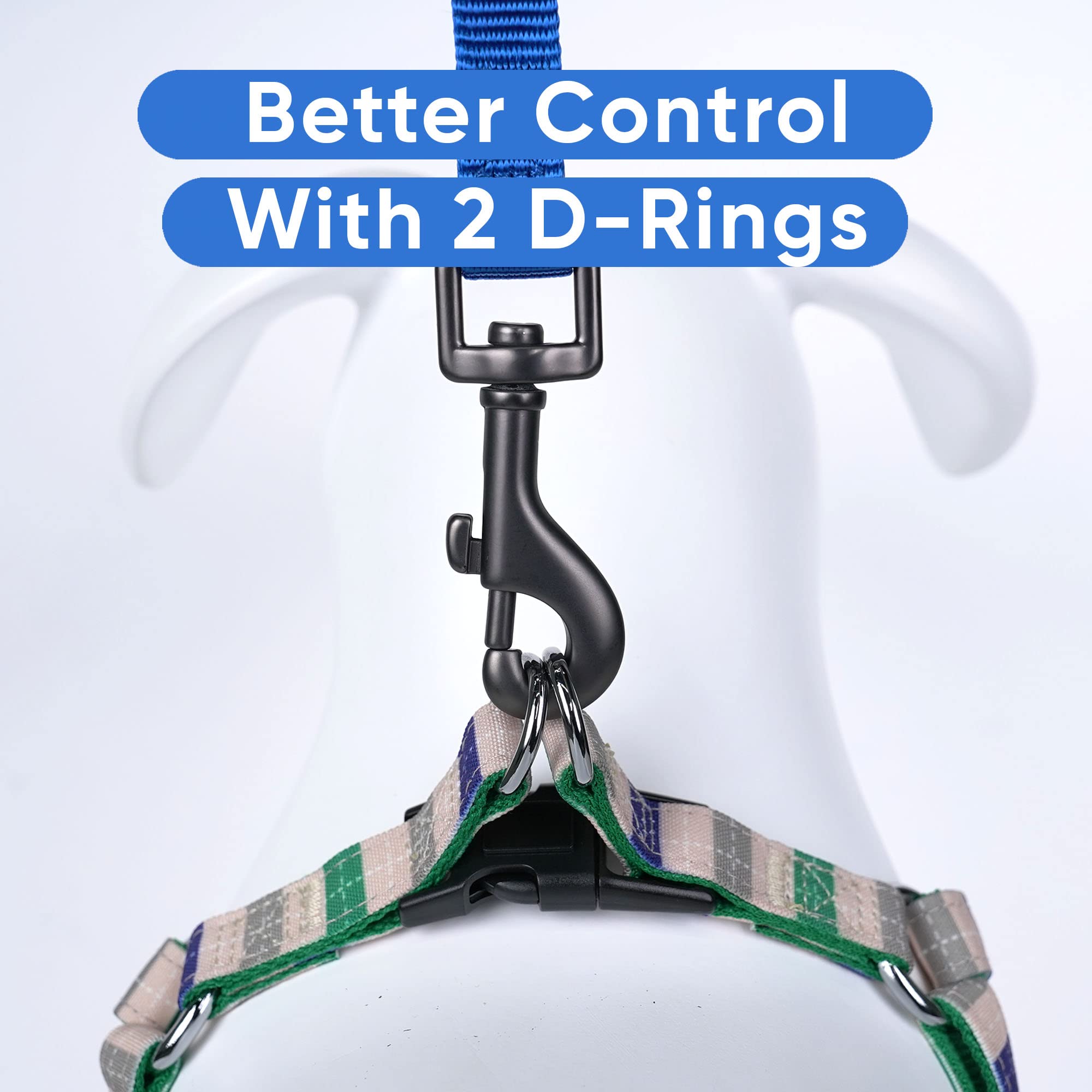 Pawtitas Pet Adjustable Solid Color Step In Puppy/Dog Harness 6 Feet Matching Collar And Harness Sold Separately Small Grey/Blue/Green Multicolor