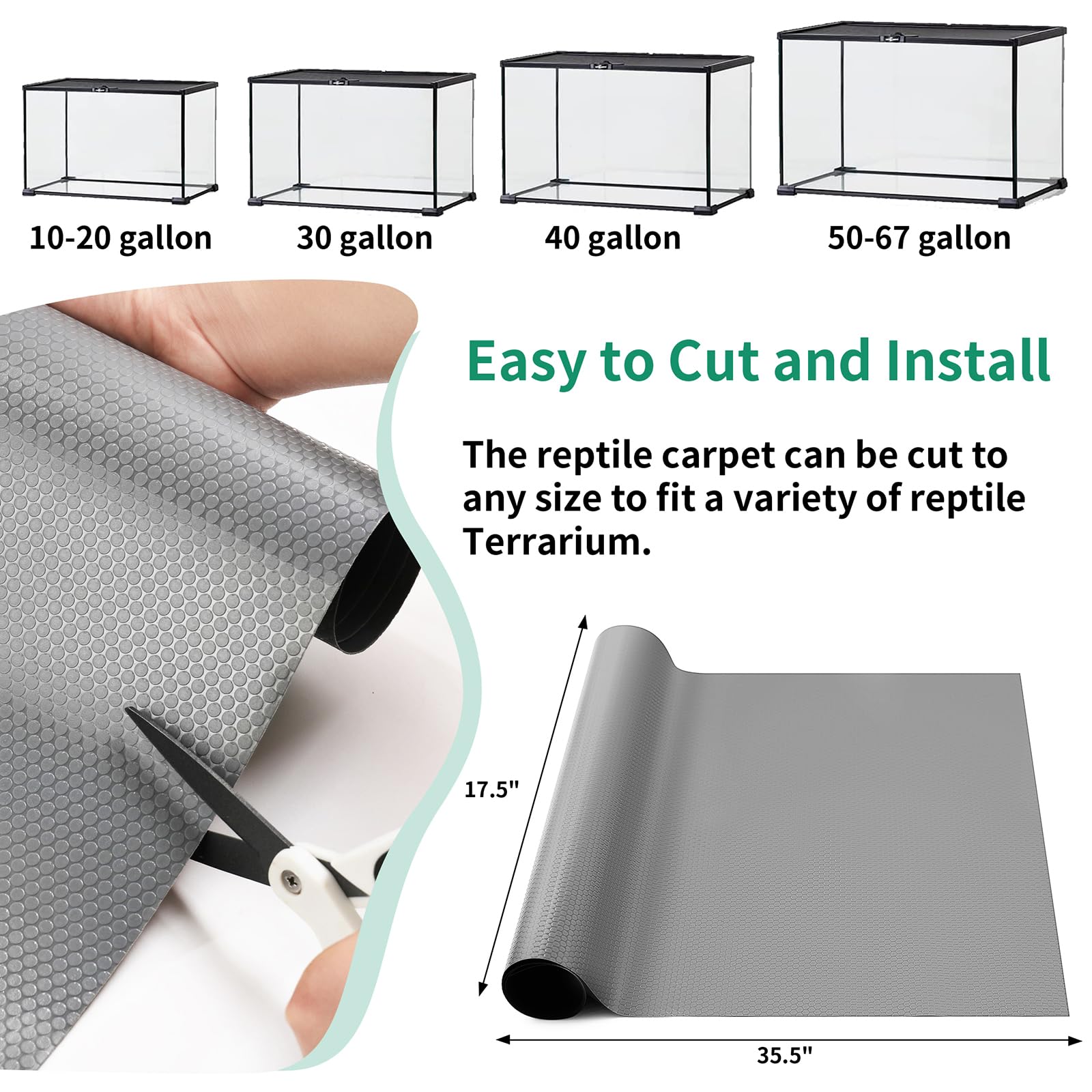 Zunzingy Bearded Dragon Tank Accessories, Reptile Mat, Reptile Terrarium Substrate Liner For Leopard Gecko, Lizard, Snake, Torto