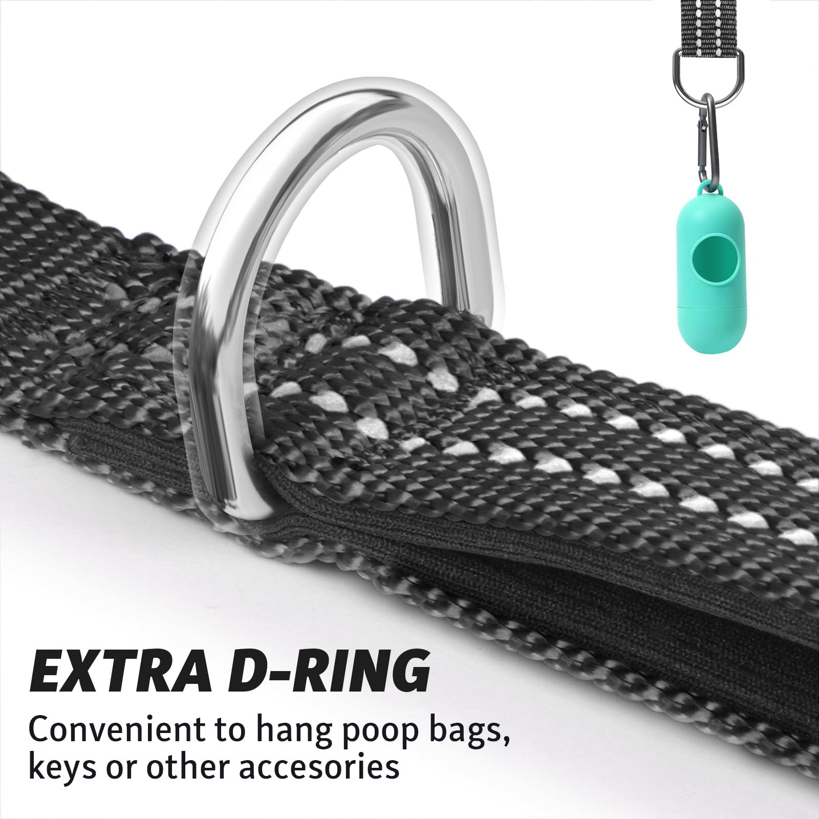 Xiaz 15 Feet Dog Training Leash, Nylon, Black, Reflective, Padded Handle, 550 Lbs Bearing, Lightweight Suitable For Small, Mediu