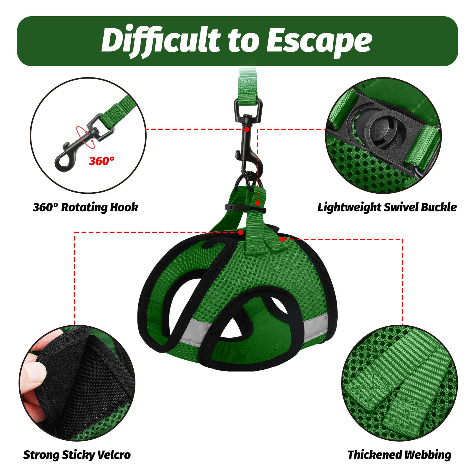 FAYOGOO Cat Harness, Cat Leash and Harness Set for Walking Escape Proof, Harness for Small Cats/Small Dogs, Large Kitten/Puppy Harness and Leash, Harness for Cats S-XXL(Neon Green, X-Large) -Like New