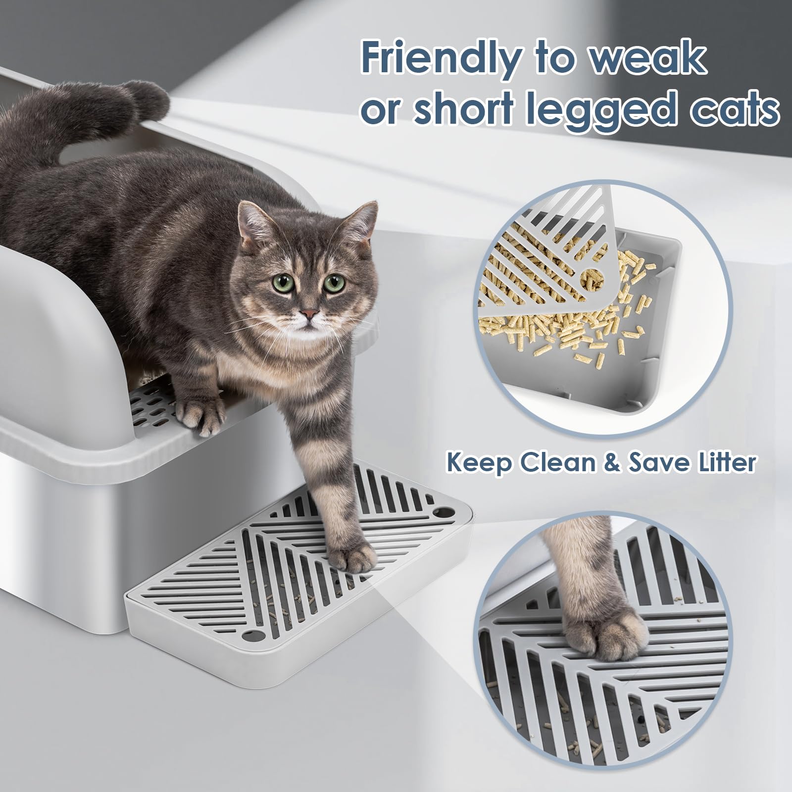 2 Pack 8'' Deep Stainless Steel Litter Box With Lid, Extra Large & Deep Stainless Steel Cat Litter Box For Multipul Cats, Metal