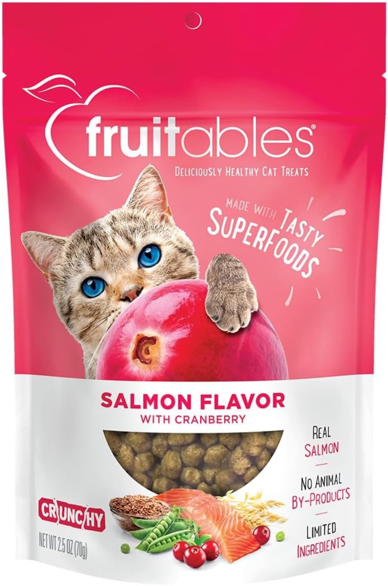 Fruitables Cat Crunchy Treats For Cats - Healthy Low Calorie Packed with Protein - Free of Wheat, Corn and Soy - Made with Real
