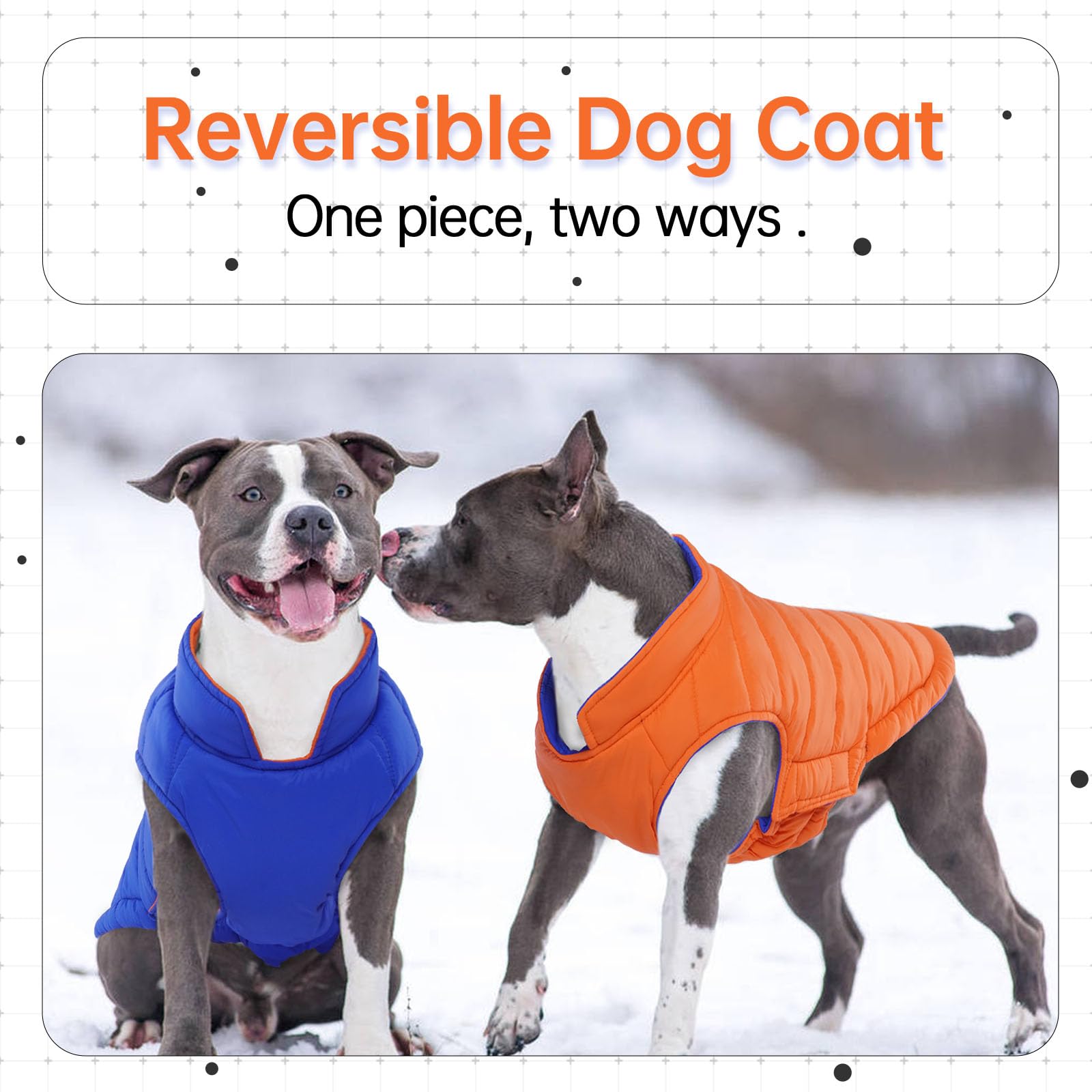 Lelepet 2-In-1 Reversible Dog Puffer Jacket Warm Dog Coat - Lightweight Windproof Padded Vest For Small Medium Large Dogs Winter