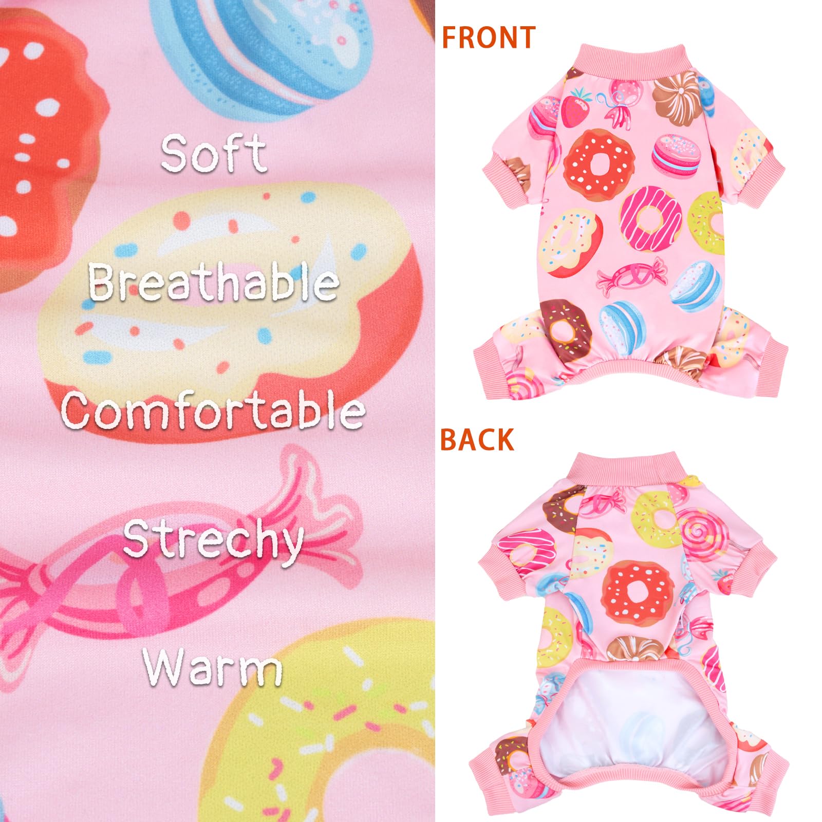 XPUDAC Dog Pajamas 4 Pack Soft Stretchy Duck Print for Small Medium Dogs - Medium, Multicolor, Polyester