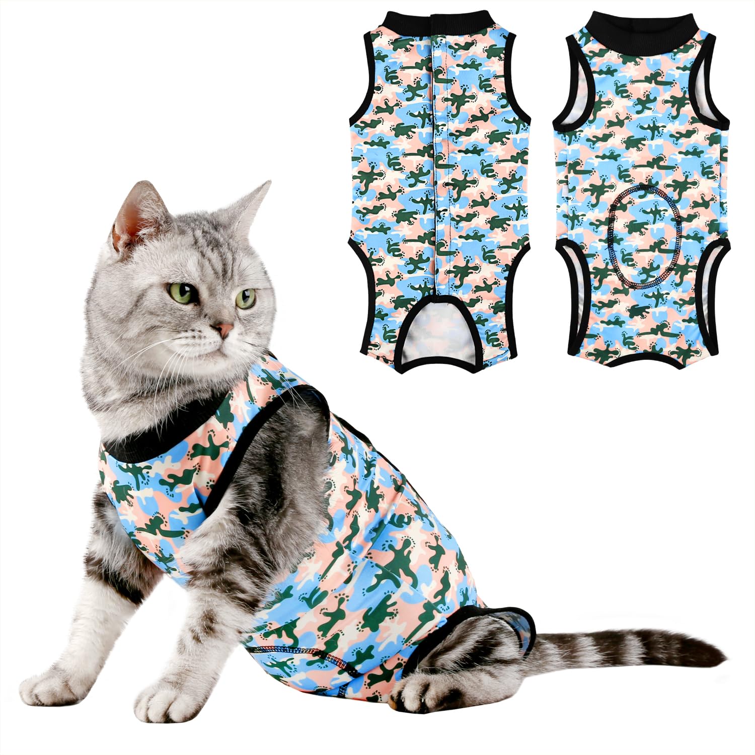 Due Felice Cat Surgery Recovery Suit Small Dog Surgical Recovery Onesie Pet After Surgery Wear for Female Male Cat Doggy Blue Ca