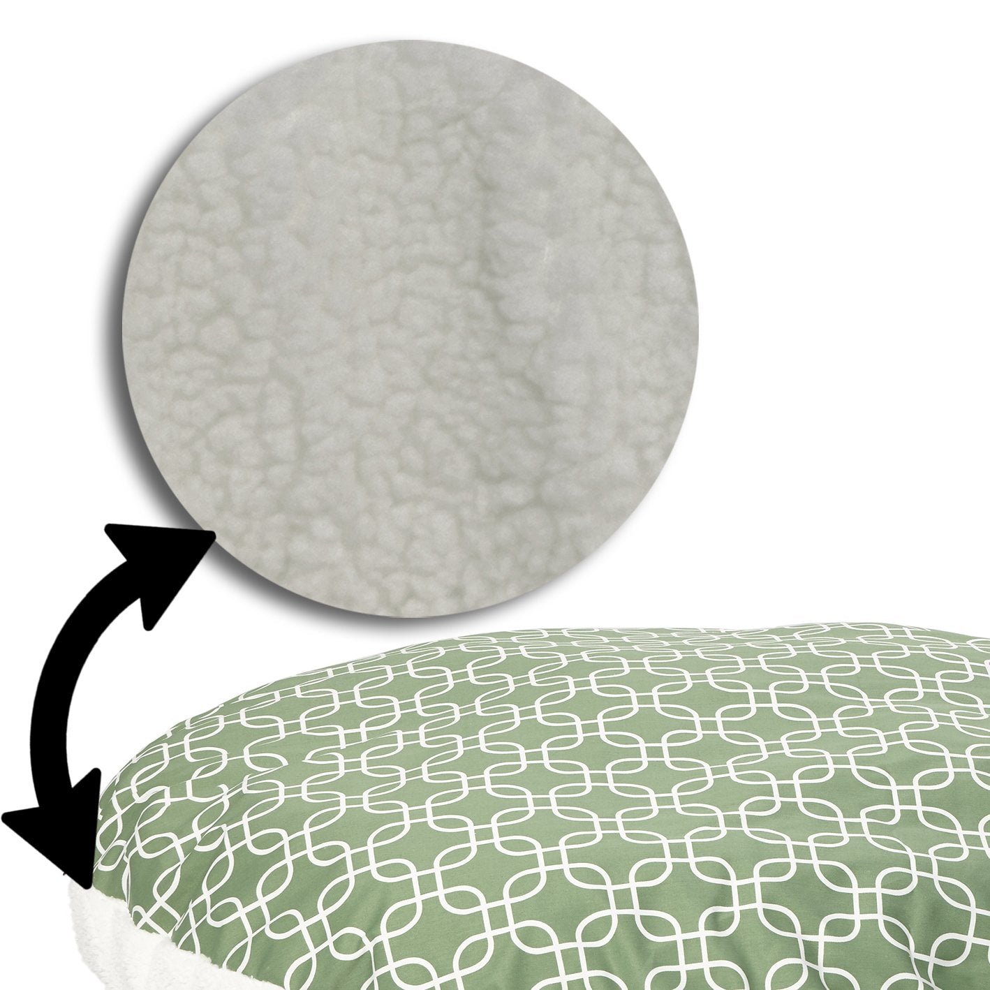 Midwest Homes For Pets Pf0034T-Fgr Over-Stuffed Dog Bed, Medium, 34' Round, Medium Dog Breed, Green Geometric Pattern