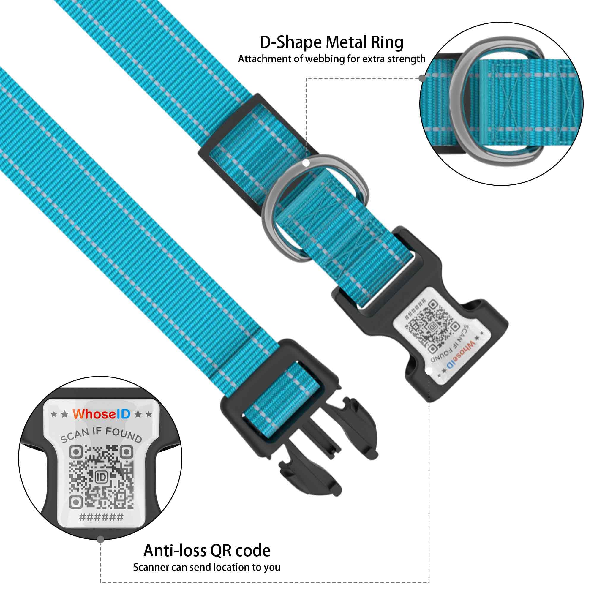 Dog Collar With Qr Code, Reflective Pet Collar, Soft Neoprene Padded & Safety Locking Buckle Adjustable Puppy Collar (Xs,Blue)