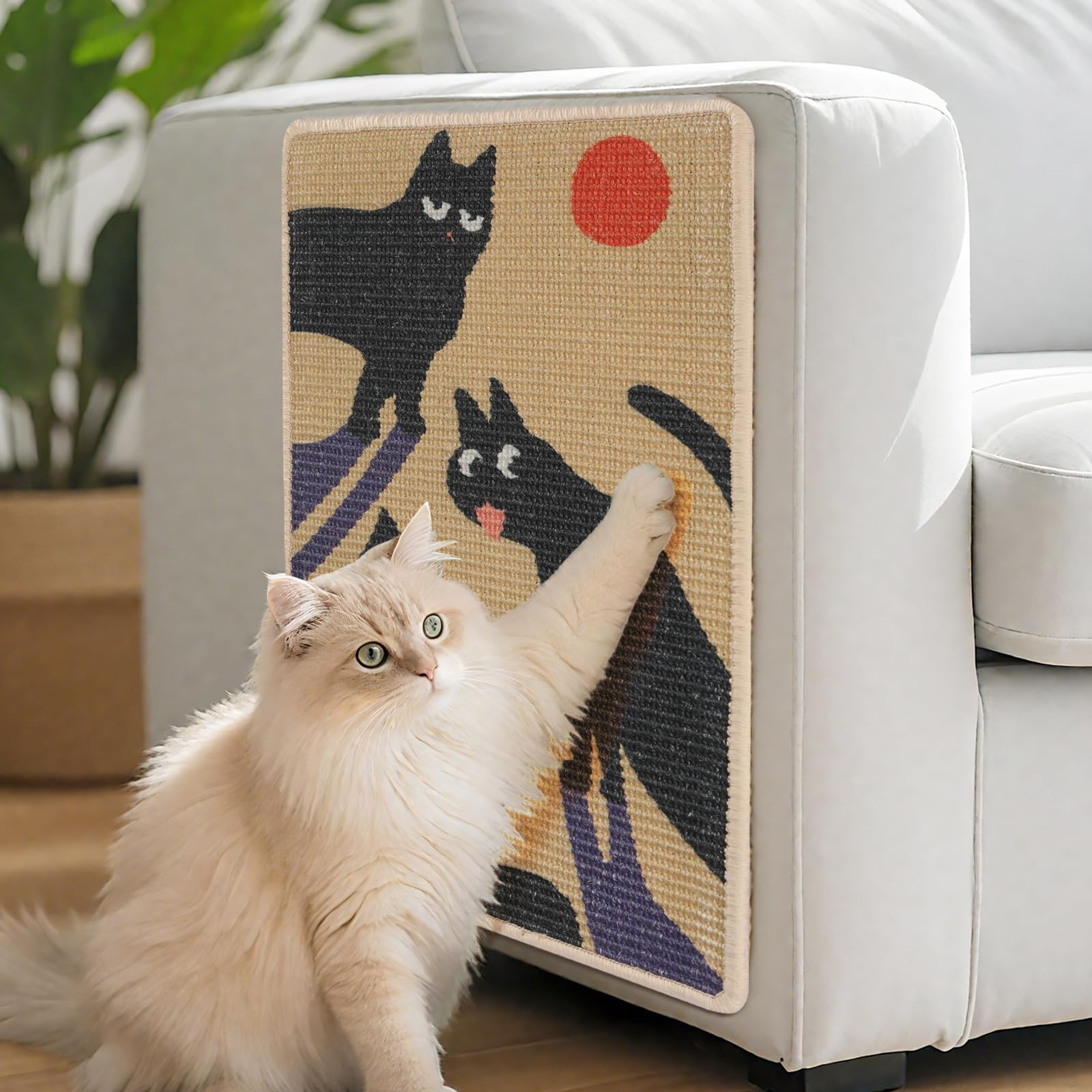3-In-1 Sisal Cat Scratcher Mat 23.6X15.7'' Protects Carpet Couch & Furniture With Adhesive Tape, Floor & Wall Cat Scratching Pad