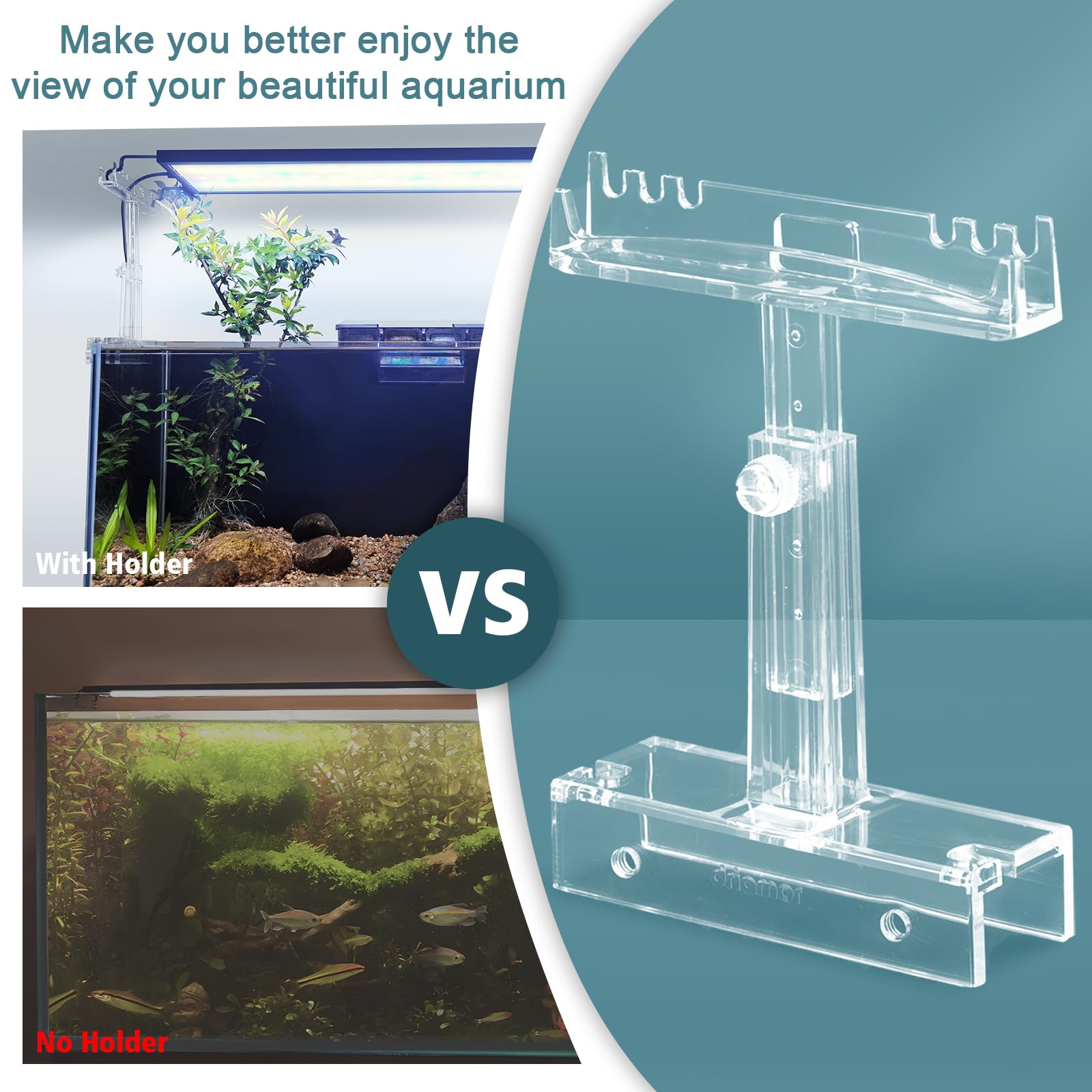 Aquarium Light Holder Adjustable, Clear Acrylic Fish Tank LED Light Riser Stand Aquarium Lamp Brackets Kit 2pcs Transparent Supp