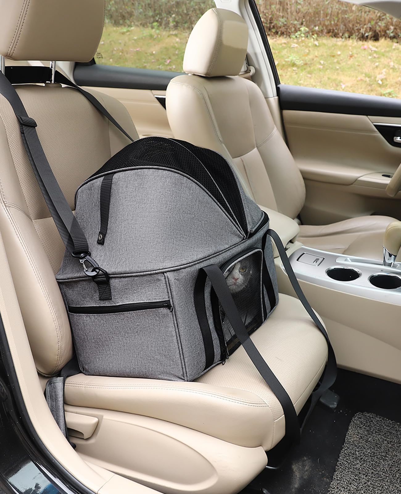 Burgeonnest Top-Expandable Large Cat Carrier, Soft Sided Cat Bag Carrier For Medium Large Cat 15 Lbs, Upgrade Small Dog Car Seat
