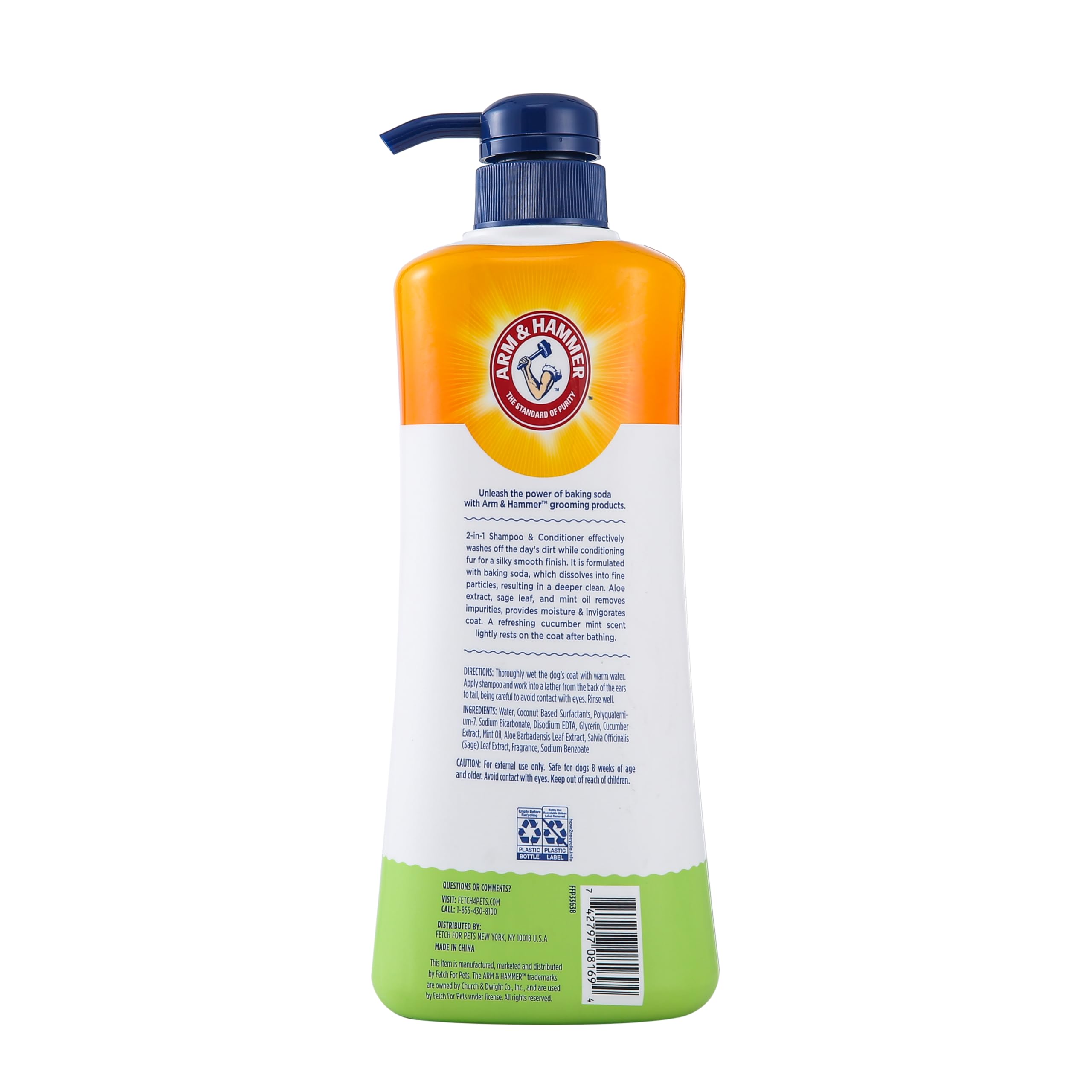 Arm & Hammer For Pets 2-In-1 Shampoo & Conditioner For Dogs, Value Size Bottle With Pump | Dog Shampoo & Conditioner In One | Cu
