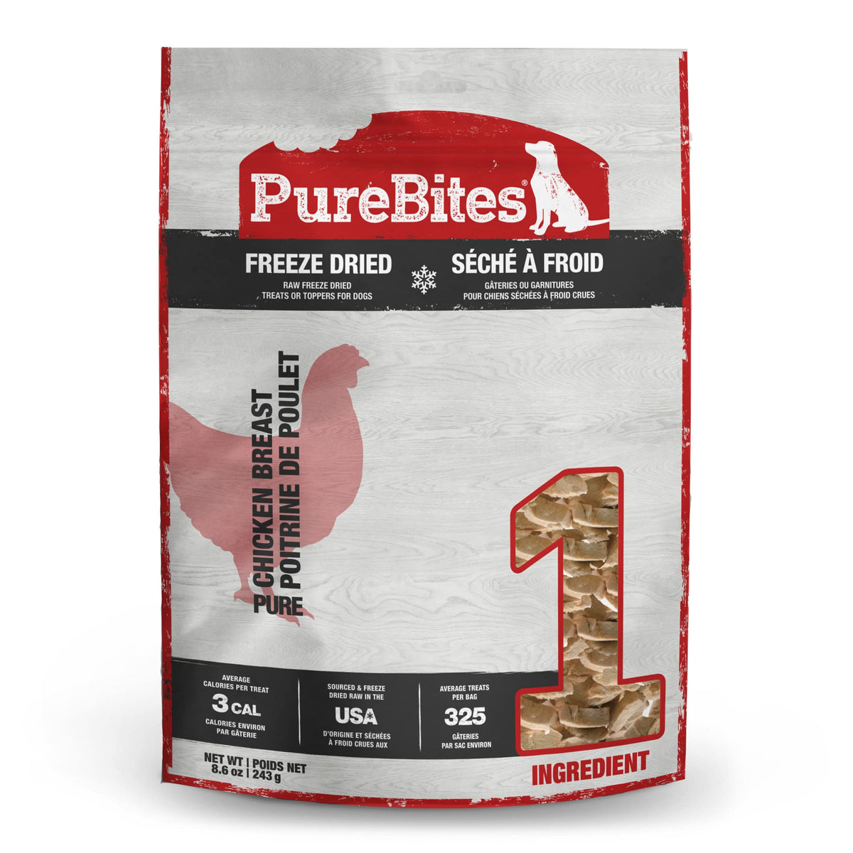 Purebites Chicken Freeze Dried Dog Treats, 1 Ingredient, Made In Usa, 8.6Oz