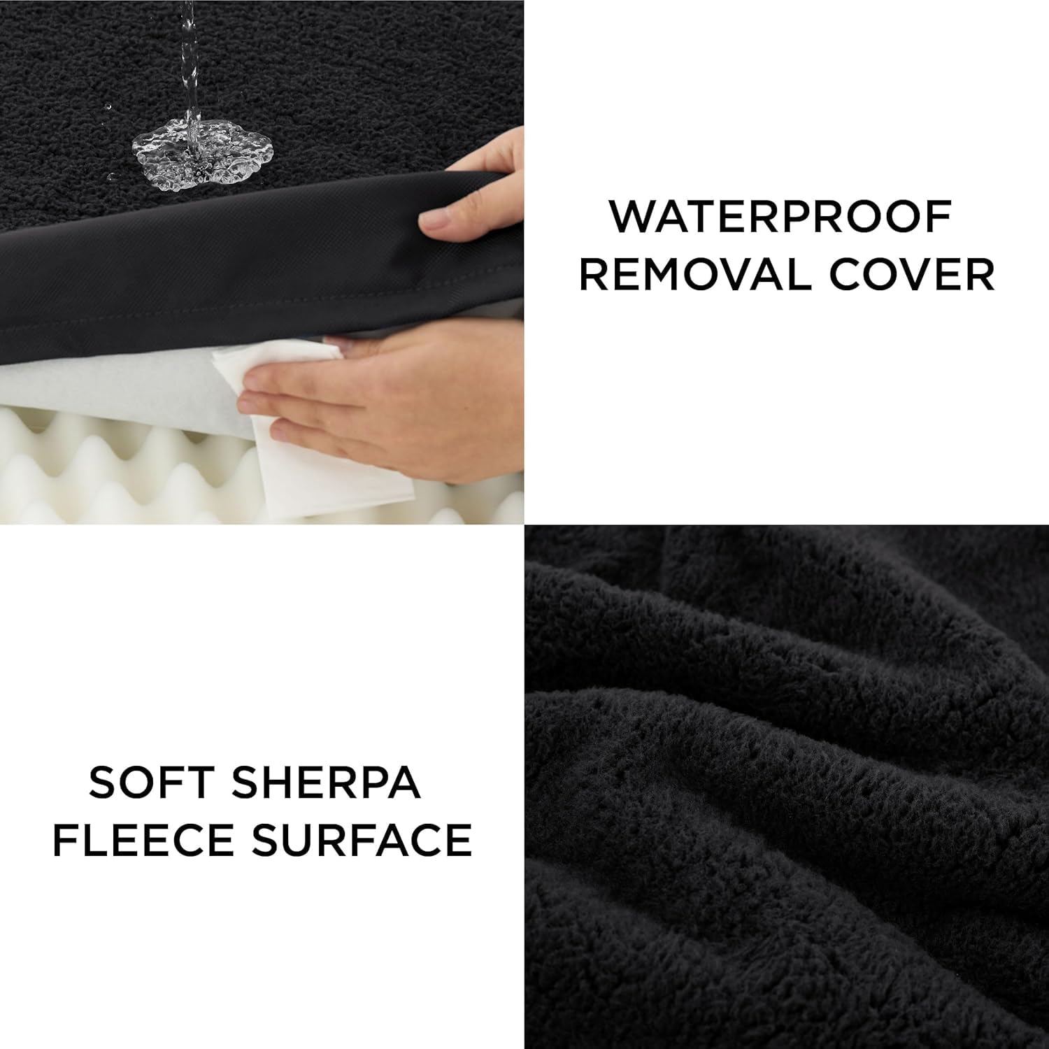 Lesure Dog Bed Cover Large Washable Replacement Cover For Orthopedic Pet Mat 36X27X3 Inches, Black