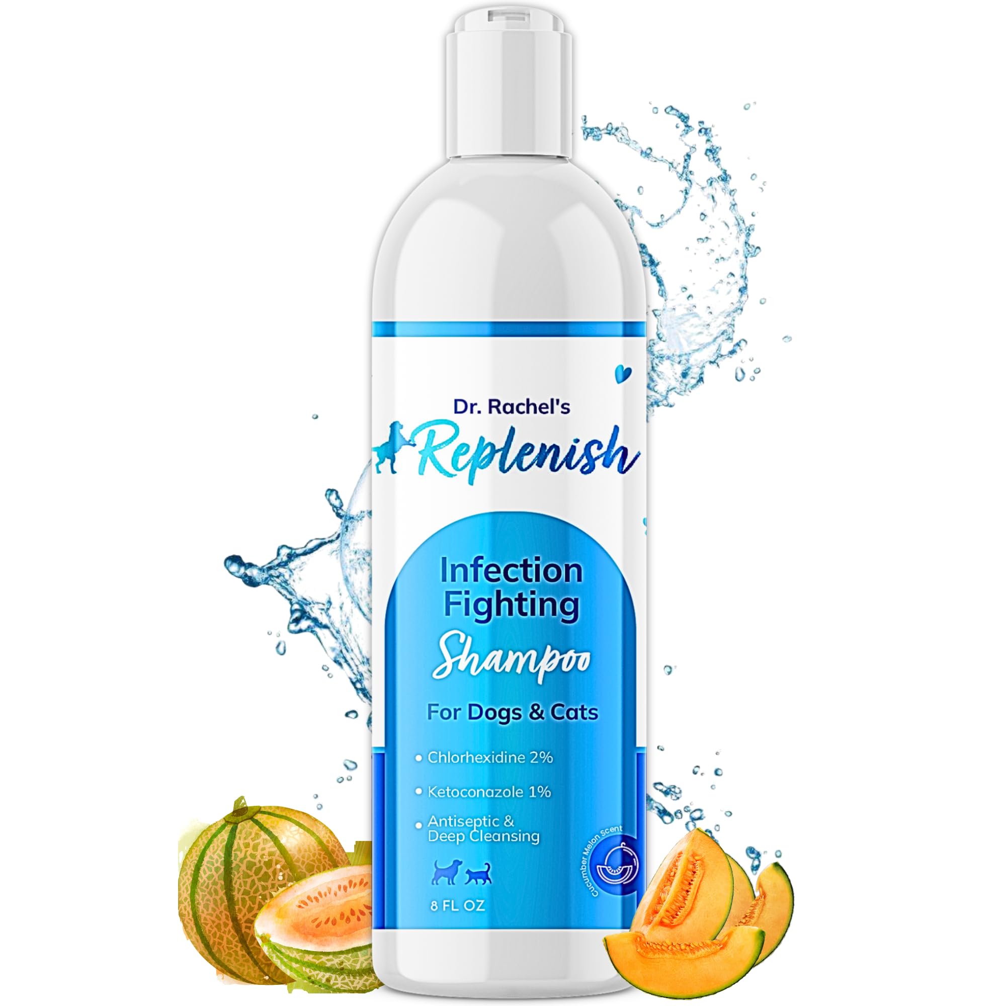 Replenish Anti Itch Dog Shampoo - Medicated Antiseptic Shampoo for Skin Irritation Treatment & Itchy Skin Relief - Dr. Rachels C