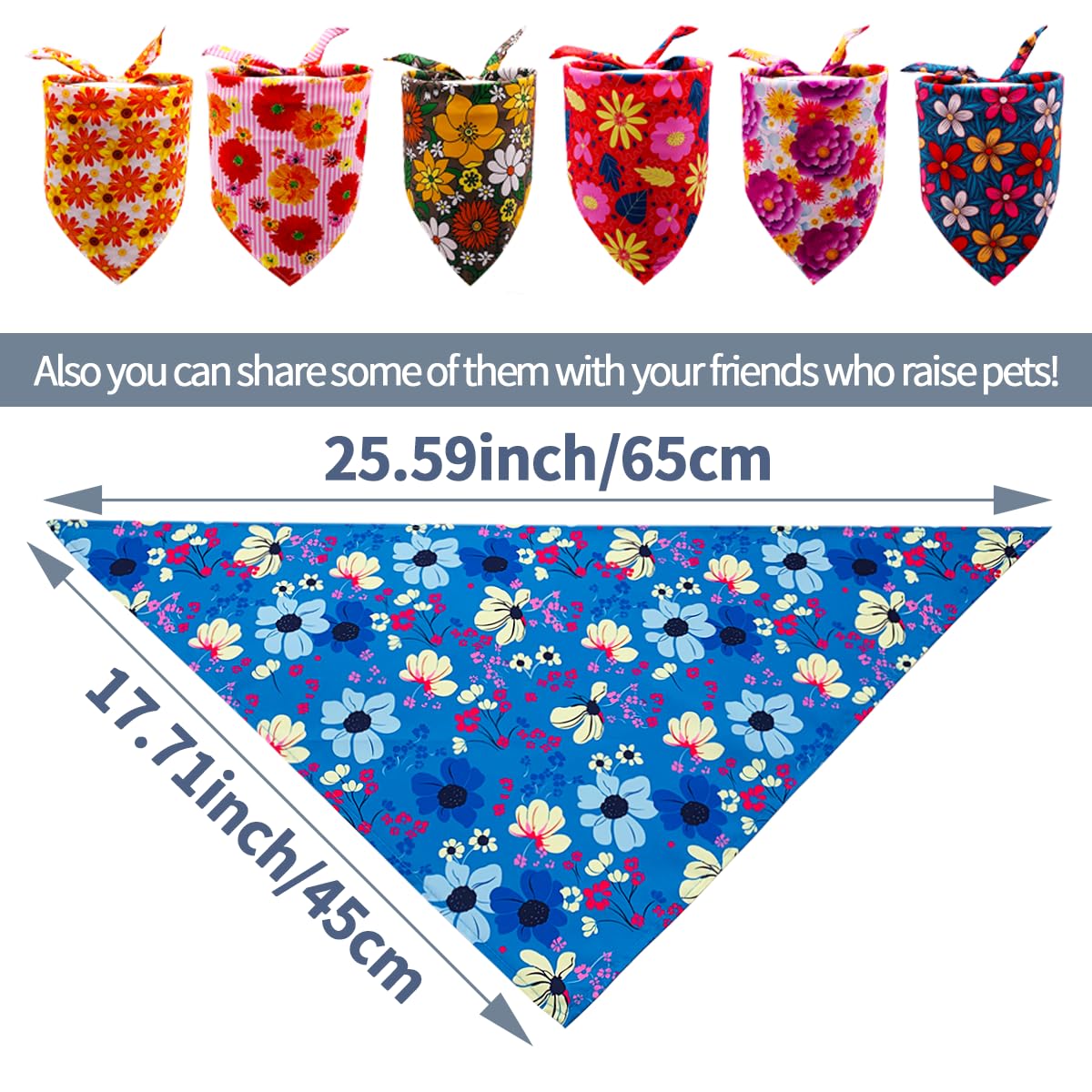 Jpgdn 100Pcs Dog Bandanas Floral Spring Flowers Bulk For Small Medium Dog Pink Purple Bule Kerchief Triangle Bibs Head Scarves F