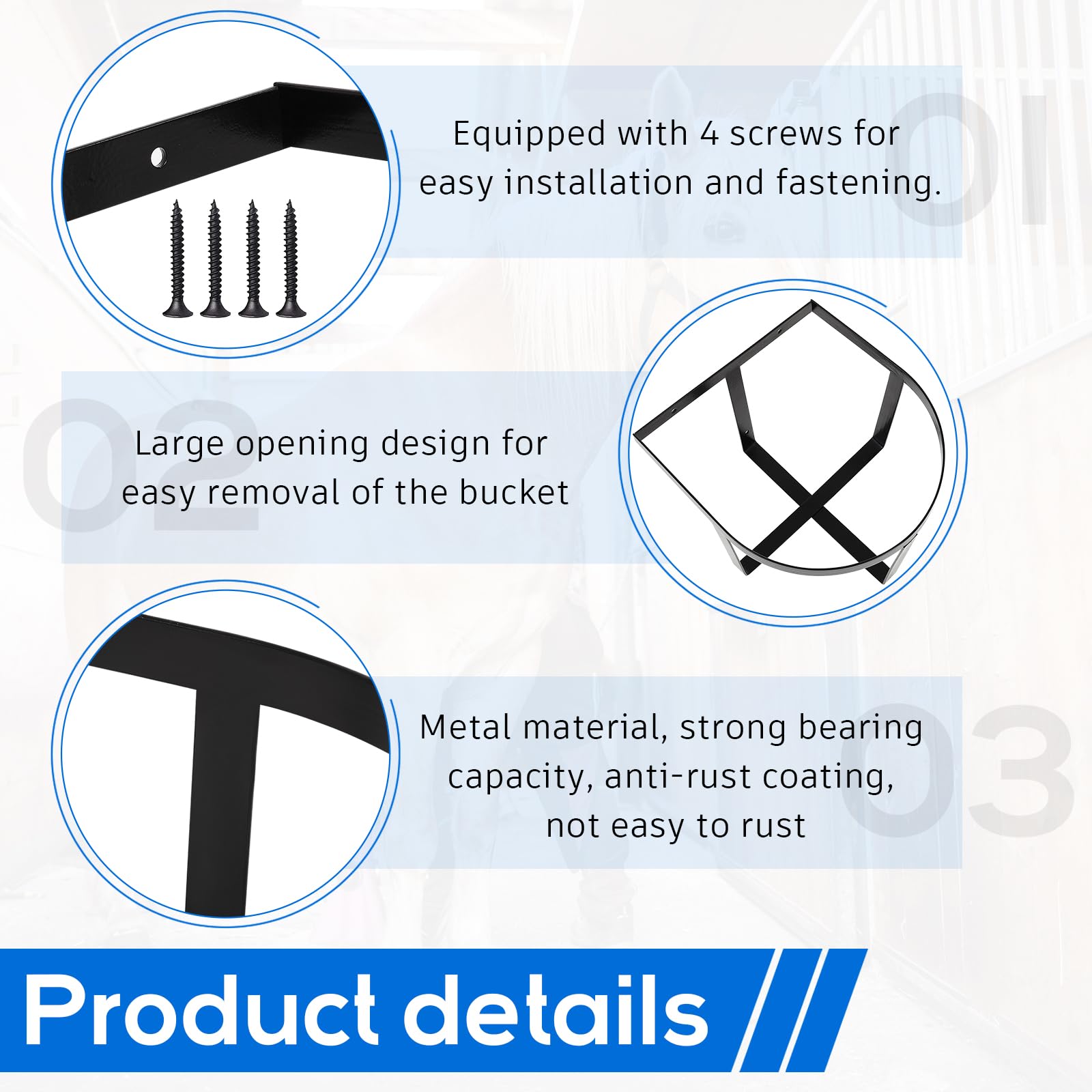 Teenyyou Heavy Duty Metal Bucket Holder for 5 Gallon Pails, Wall Mount, Black, Model YIT2016, 2 Pack
