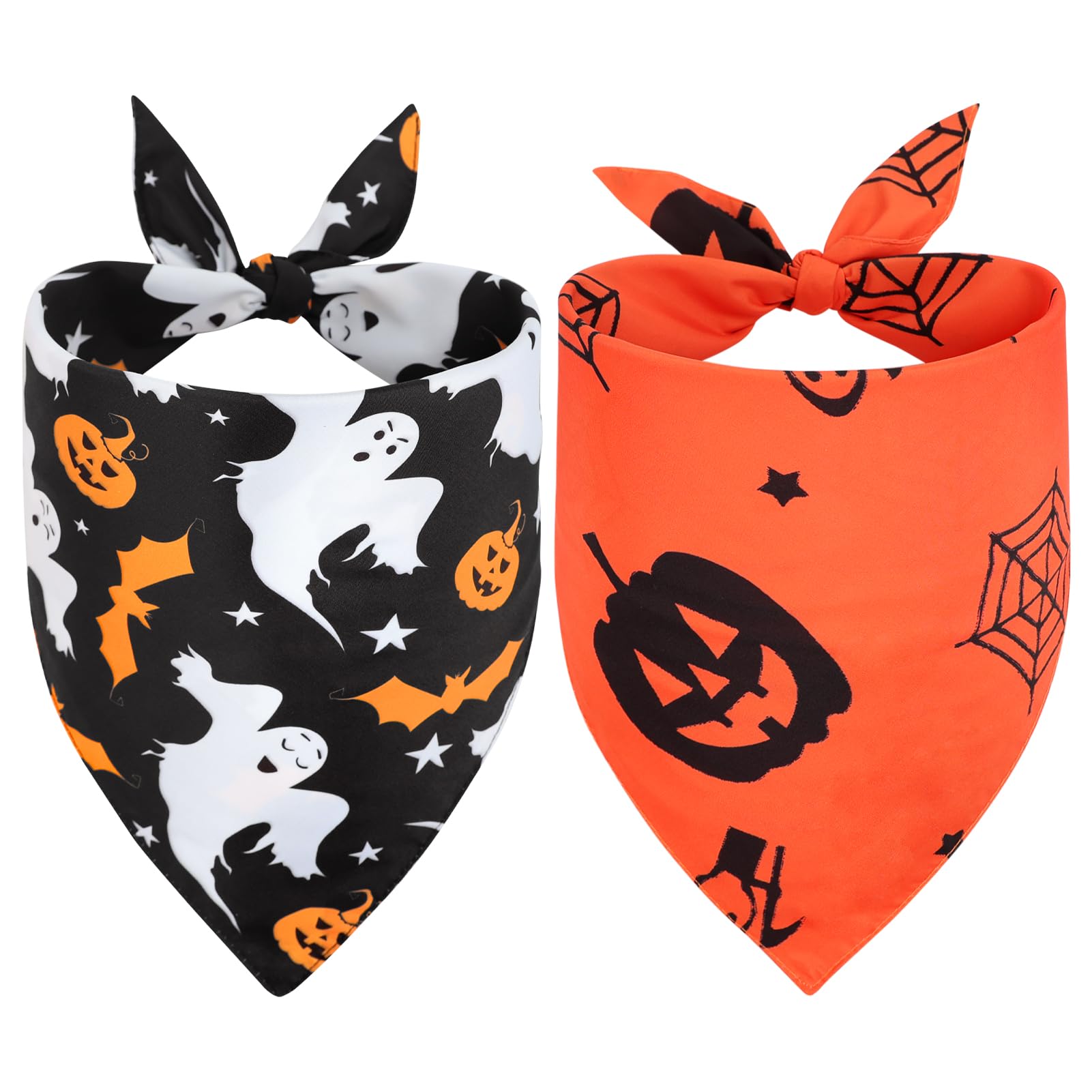 Vivifying 2 Pack Halloween Dog Bandanas, Spooky And Pumpkins Halloween Accessories For Pets, Dog Scarf Costume For Trick-Or-Trea