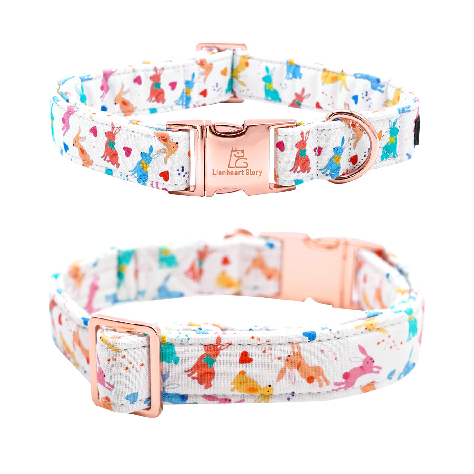 Lionheart Glory Easter Collar Rabbit Print Dog Collar For Large Cute Dog Collars Spring Female Or Male Pet Gift Adjustable Heavy