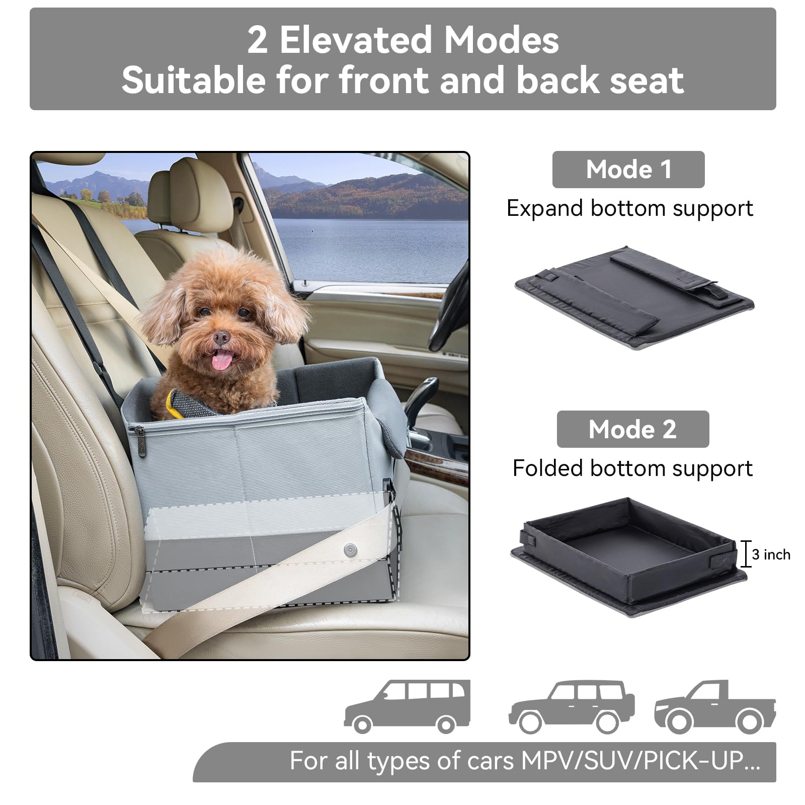 A4Pet Dog Car Seats for Small Dogs, Puppy Car Seat with Patent Buckles, Suitable for Small Dogs and Cats Under 25 Lbs, Clip-On S