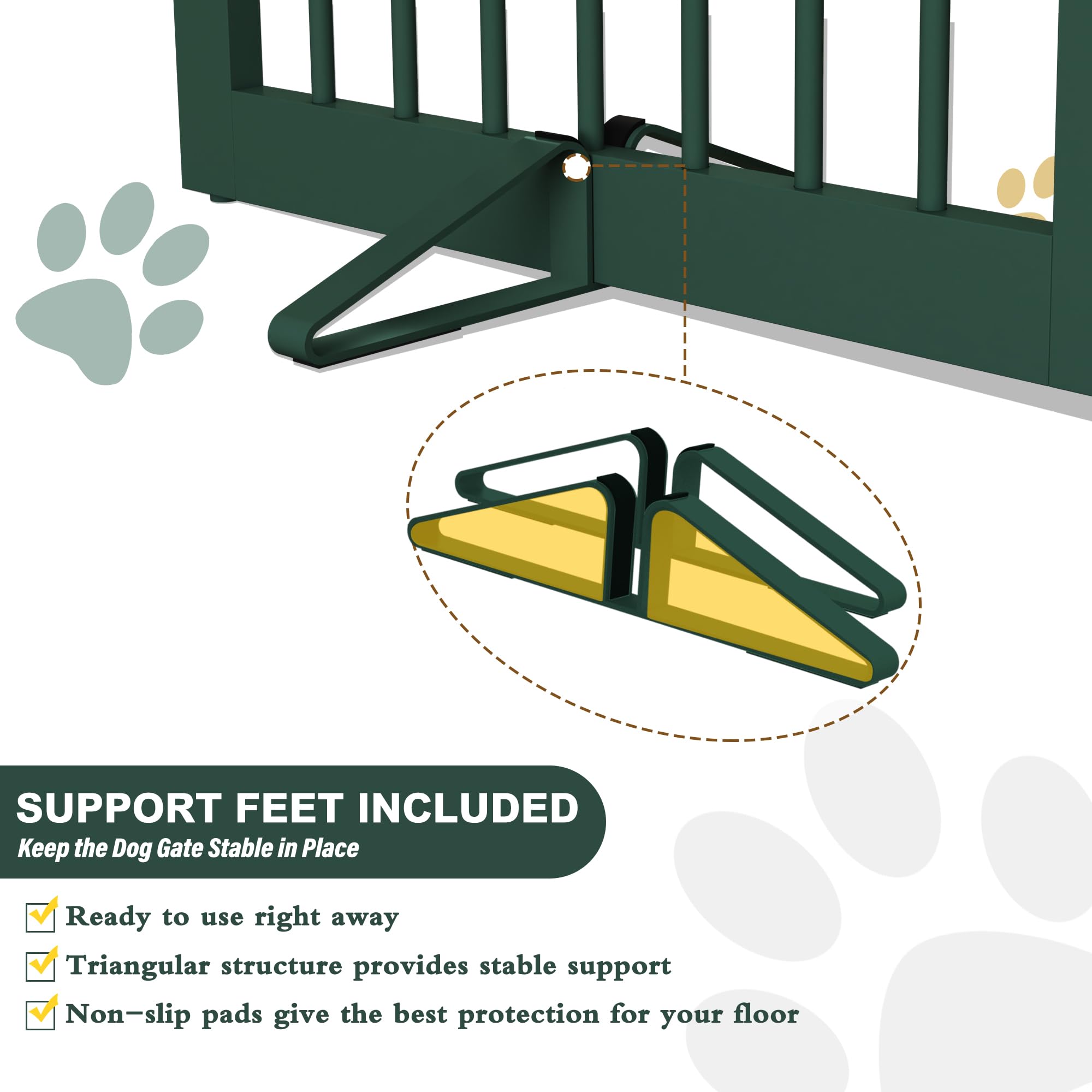 PUPETPO Freestanding Pet Gate for Dogs, Foldable Wooden Dog Gate for House Indoor, Step Over Pet Puppy Safety Fence for Stair, D