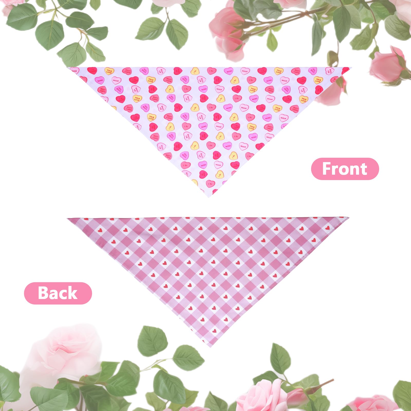 Gofshy Valentine'S Dog Bandanas Small 1Pcs, Triangle Reversible Sweetheart Scarf For Boy And Girl, Love Bibs Accessories For Sma