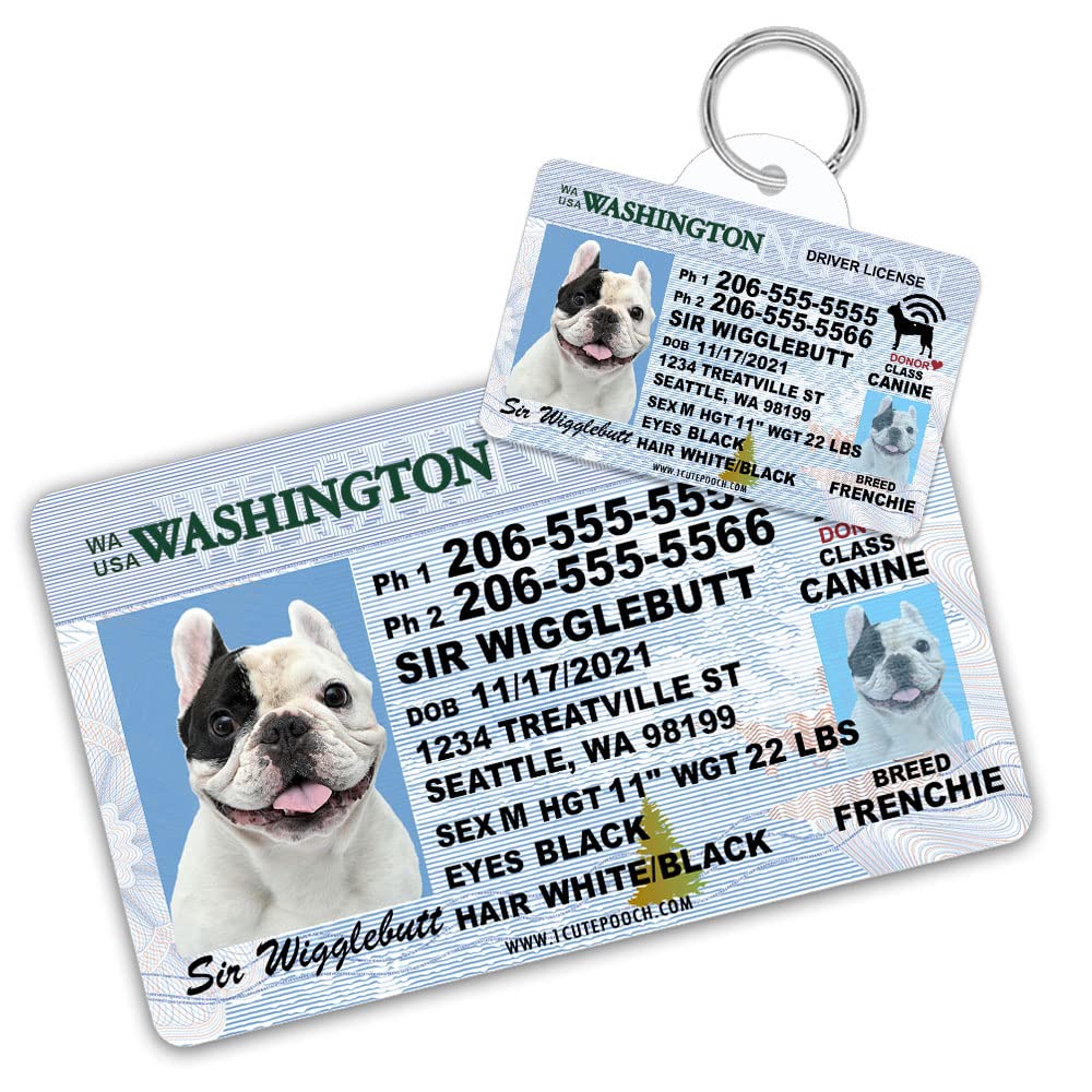Washington Driver License Custom Dog Tag For Pets And Wallet Card - Personalized Pet Id Tags - Dog Tags For Dogs - Dog Id Tag - 