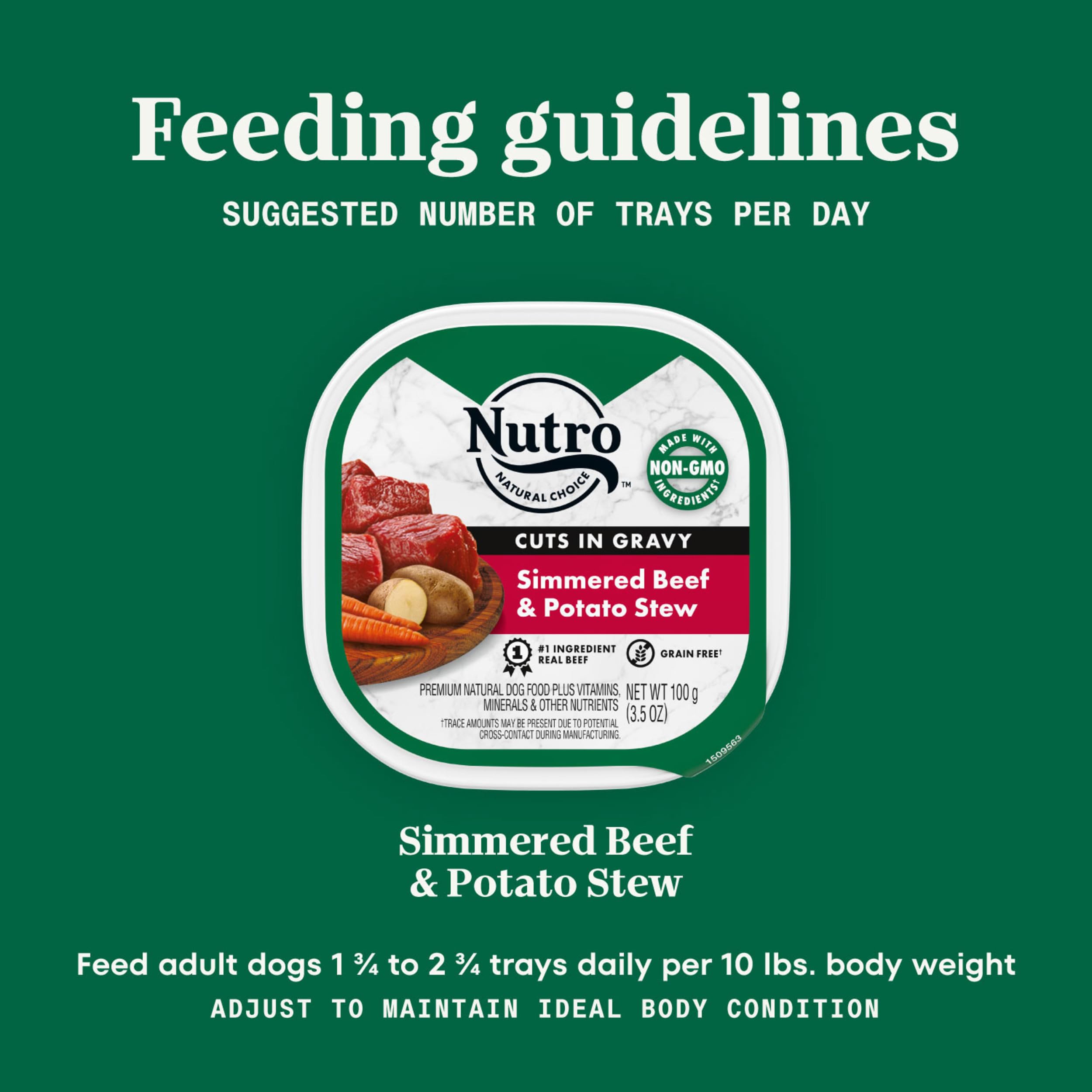 Nutro Adult Natural Grain Free Wet Dog Food Cuts in Gravy Simmered Beef & Potato Stew Recipe, 3.5 oz. Trays (24 Count, Pack of 1