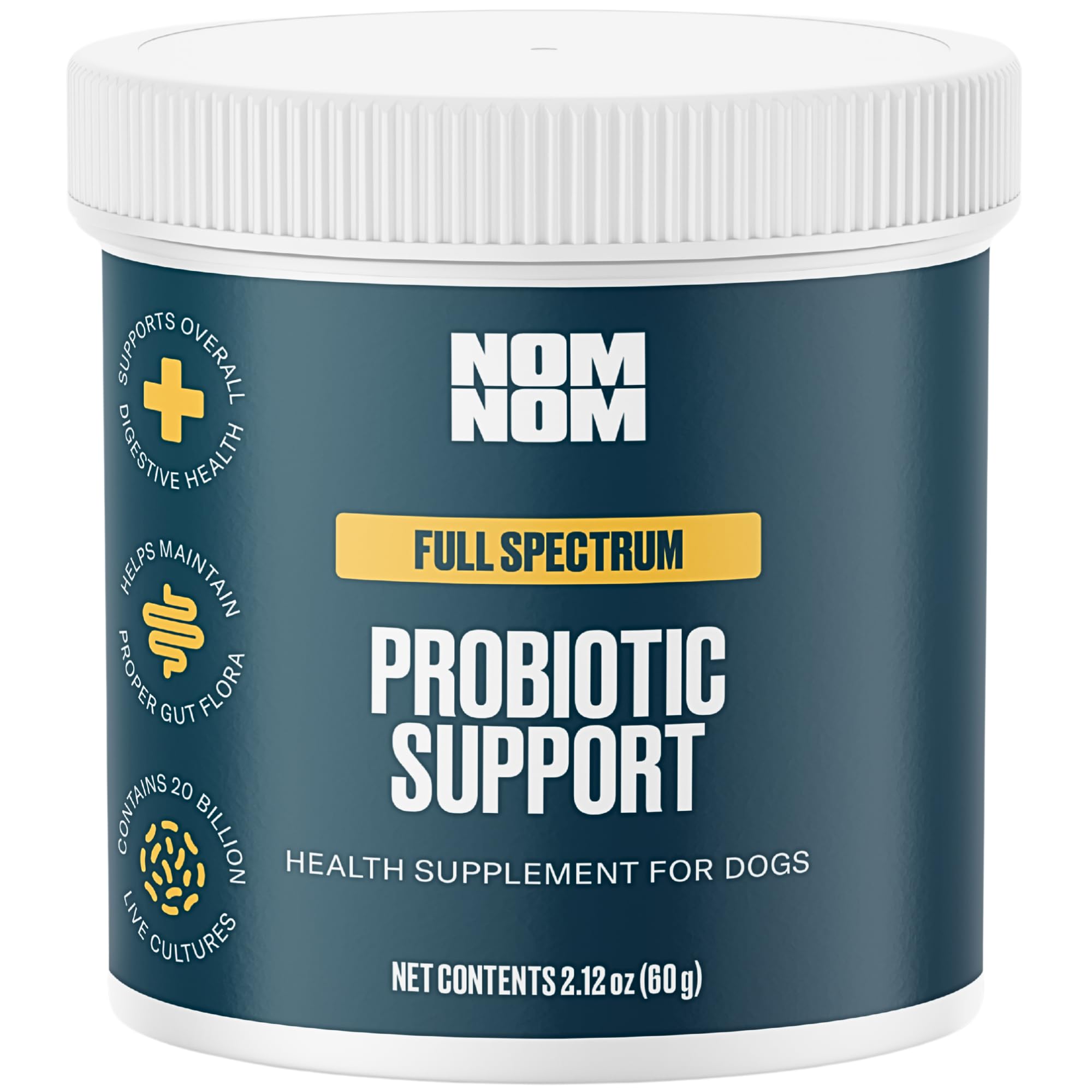 Nom Nom Dog Full Spectrum Probiotic Support Prebiotic Fiber and Inulin Powder Blend - Probiotic for Digestive, Immune, and Dog A