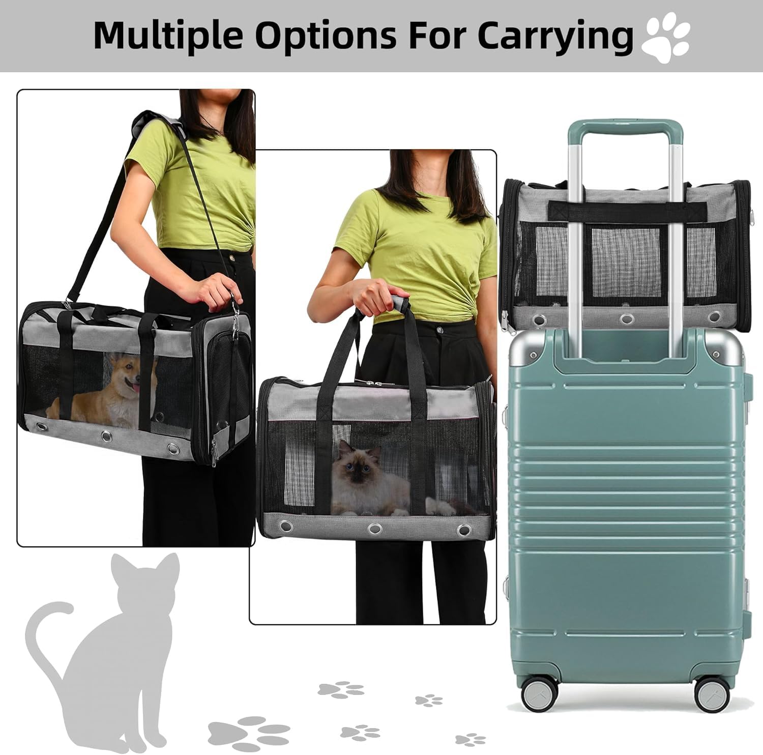 Soft Sided Cat/Dog Carrier,Collapsible Pets Travel Carriers for Pet/Puppy with Shoulder Strap & Removable Mat,Mesh Top Load Smal