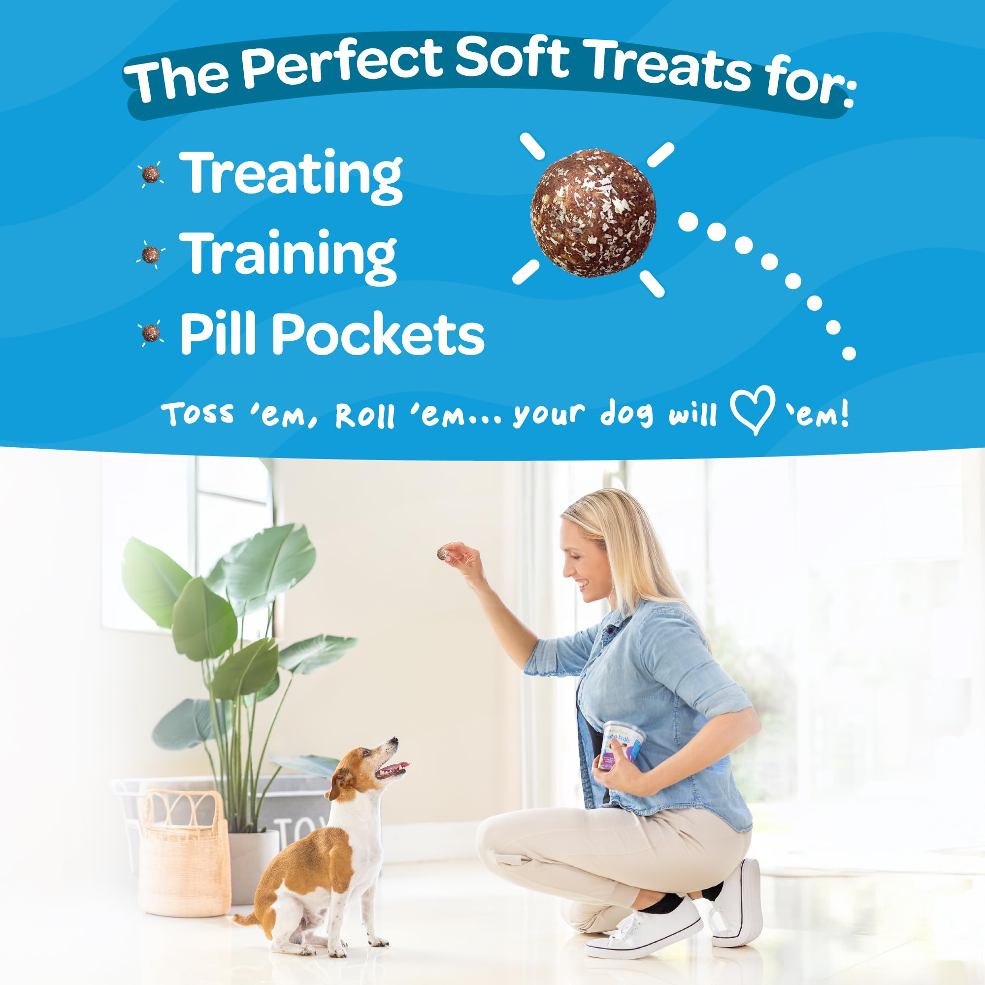 TREAT-A-BALLS Chewy & Soft Dog Treats Bulk - All Natural, Non-GMO, Gluten Free - All Breeds, Sizes, Ages - Made in New Zealand -