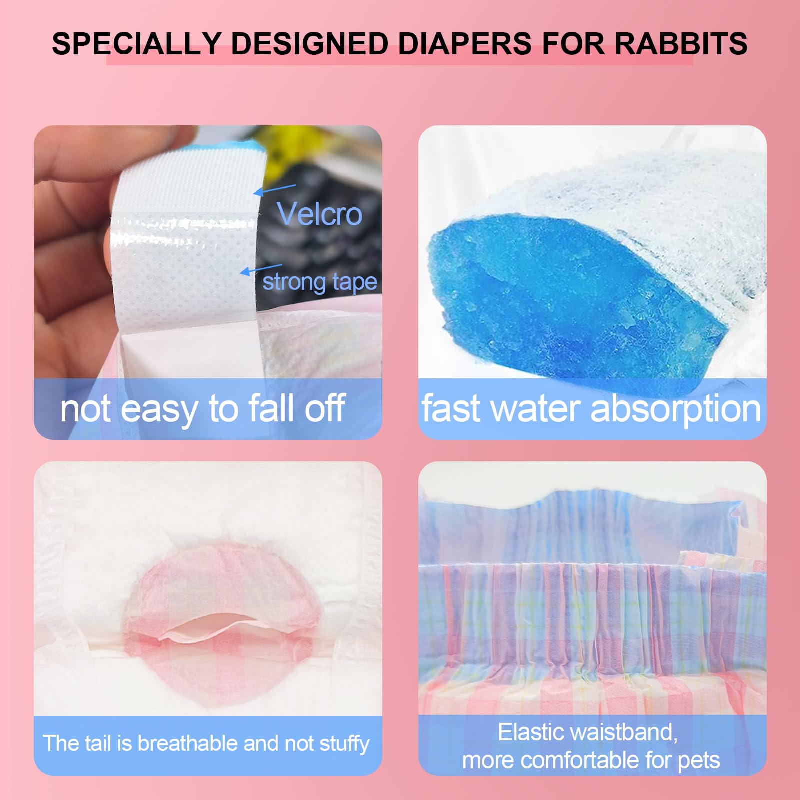 Disposable Rabbit Diapers,Small Pee Pads,With Rabbit Suspenders For Diapers Female,Squirrel Diapers,For Bunny Guinea Pig Kitten