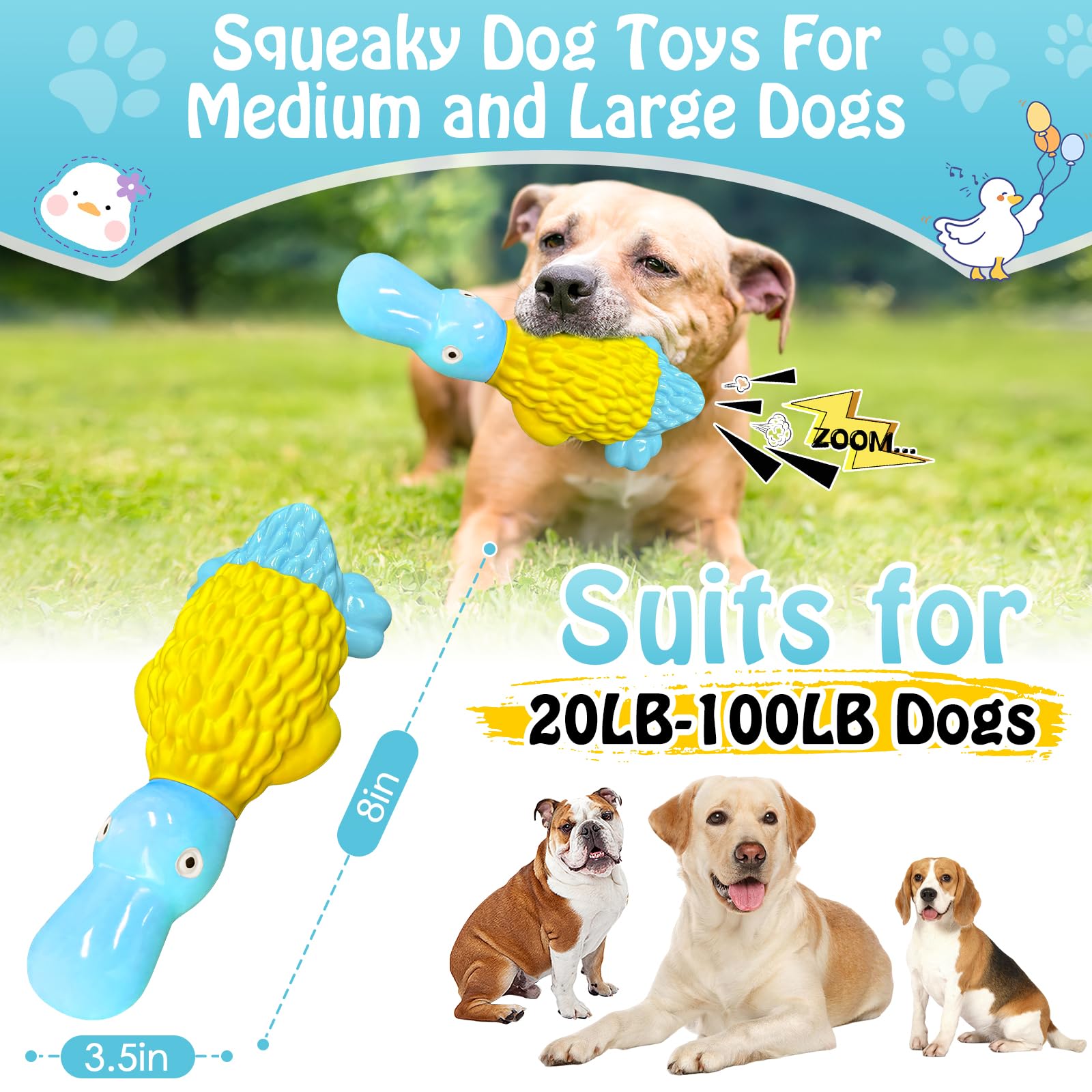 Dog Chew Toys for Aggressive Chewers: Indestructible Dog Toys- Large Squeaky Tough Dog Toys for All Breed Sizes to Keep Them Bus