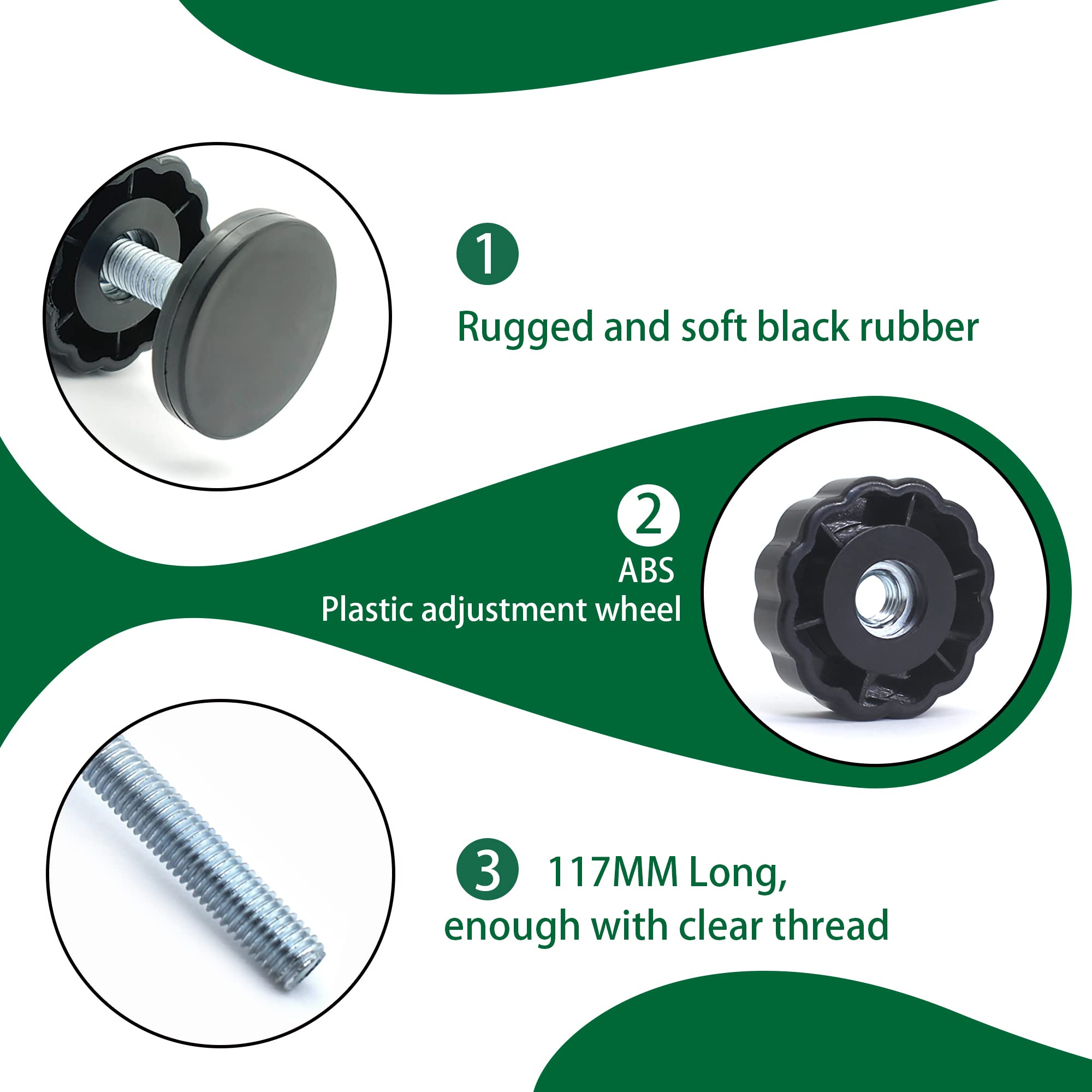 vmaisi 4 Pack 8MM Baby Gate Threaded Spindle Rods, Black Replacement Parts Kit for Dog Pressure Mounted Safety Gates