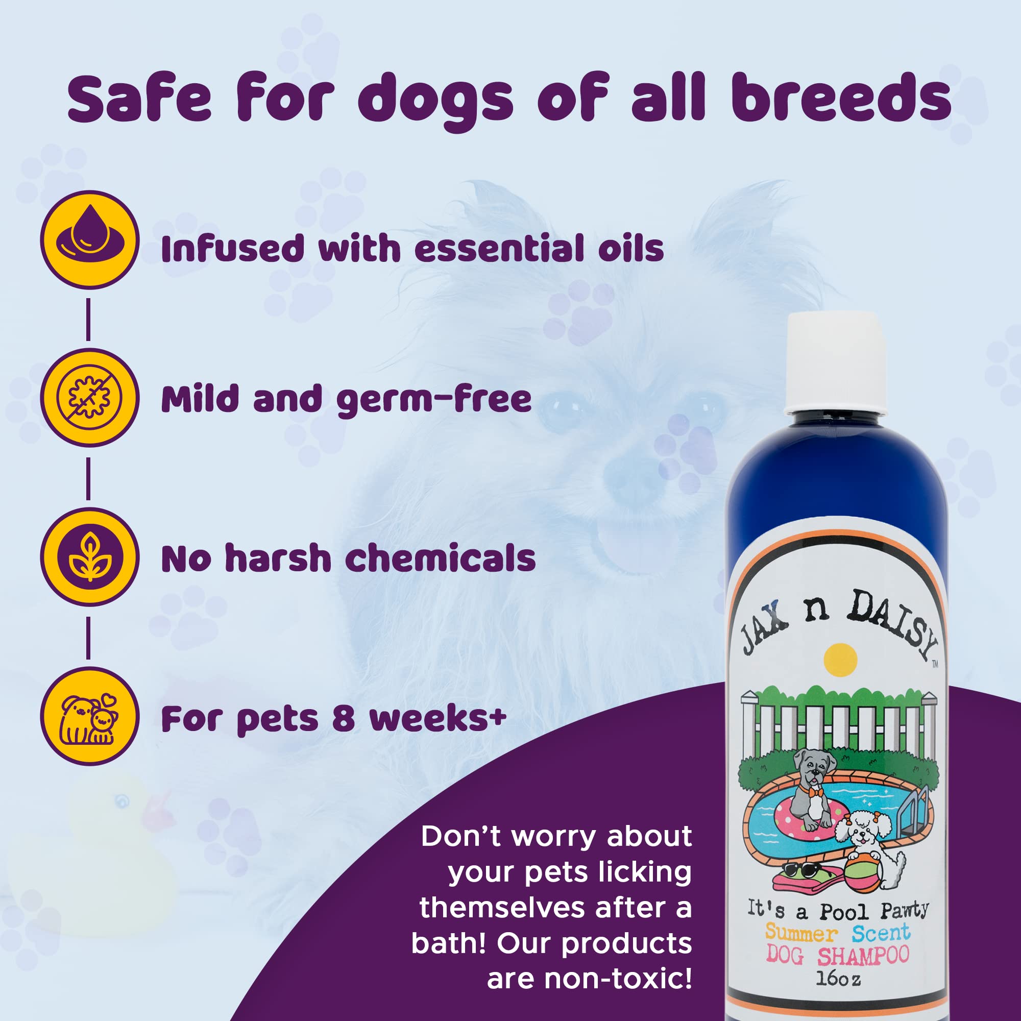 Jax N Daisy It S A Pool Pawty Summer Scent Dog Shampoo Essential Oil Shampoo For Dogs Gentle Dog Hair Cleanser Fresh Clean Cruel