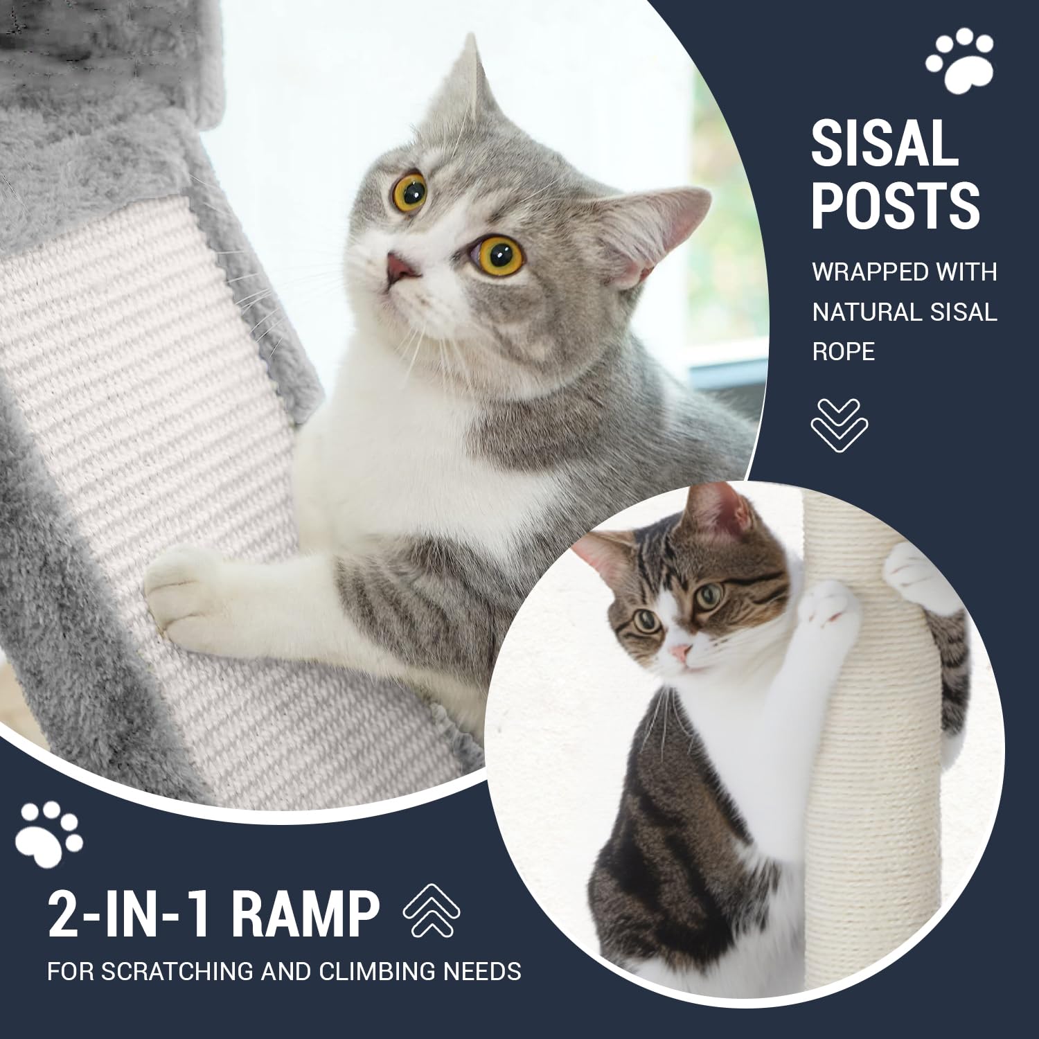 Allewie 68 Inches Cat Tree/House And Towers For Big Feline/Scratching Post/Multi-Level Large Kitty Climbing Tree With Condo/Ligh