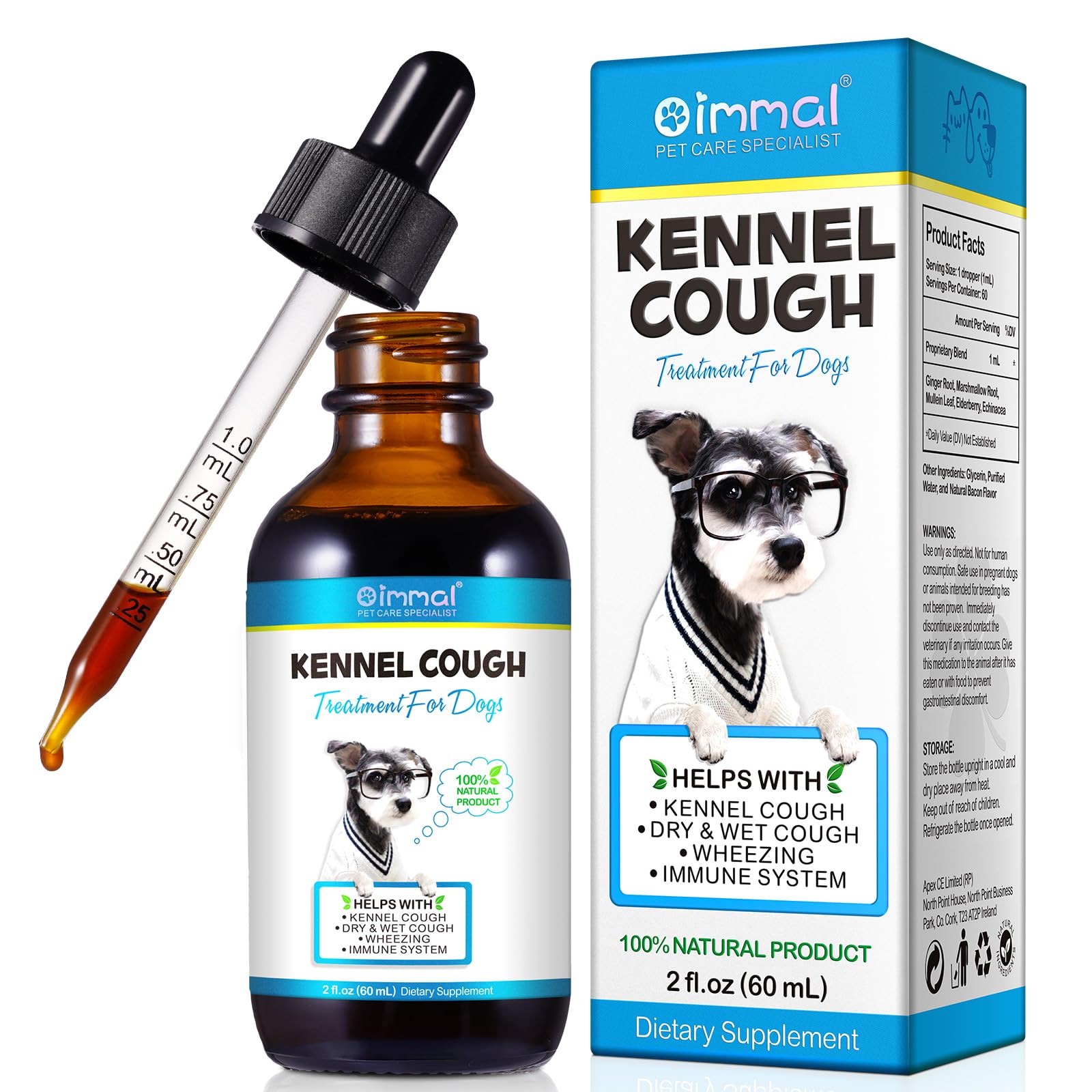 Kennel Cough for Dogs- Kennel Cough Treatment, Natural Cough Supplement for Dogs, Gentle Dog Congestion Relief, Liquid Dog Aller
