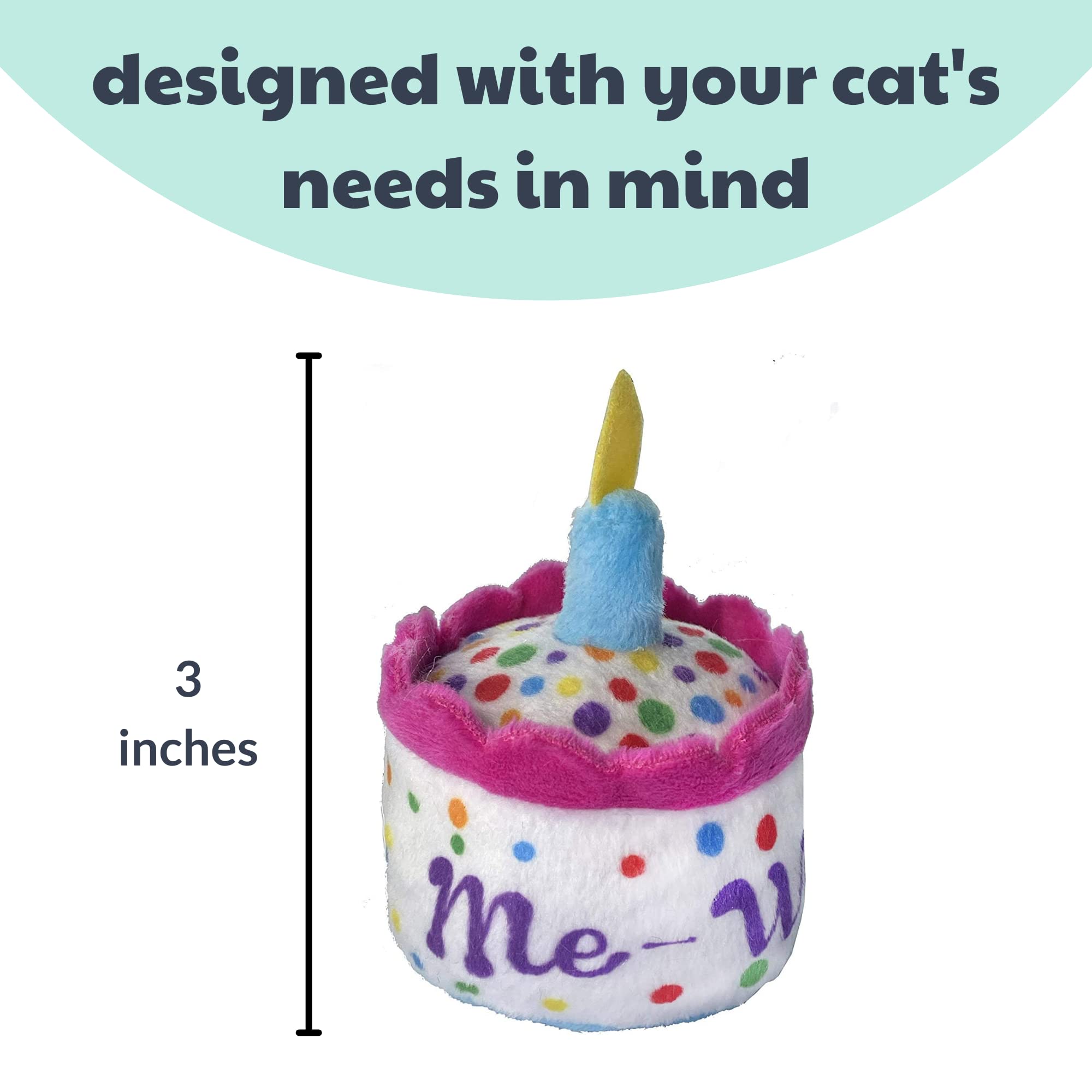 Huxley & Kent Plush Cat Toy - Mewow Cake - Birthday Strong Catnip Filled - Plush Interactive Kitten And Cat Toy With Catnip And