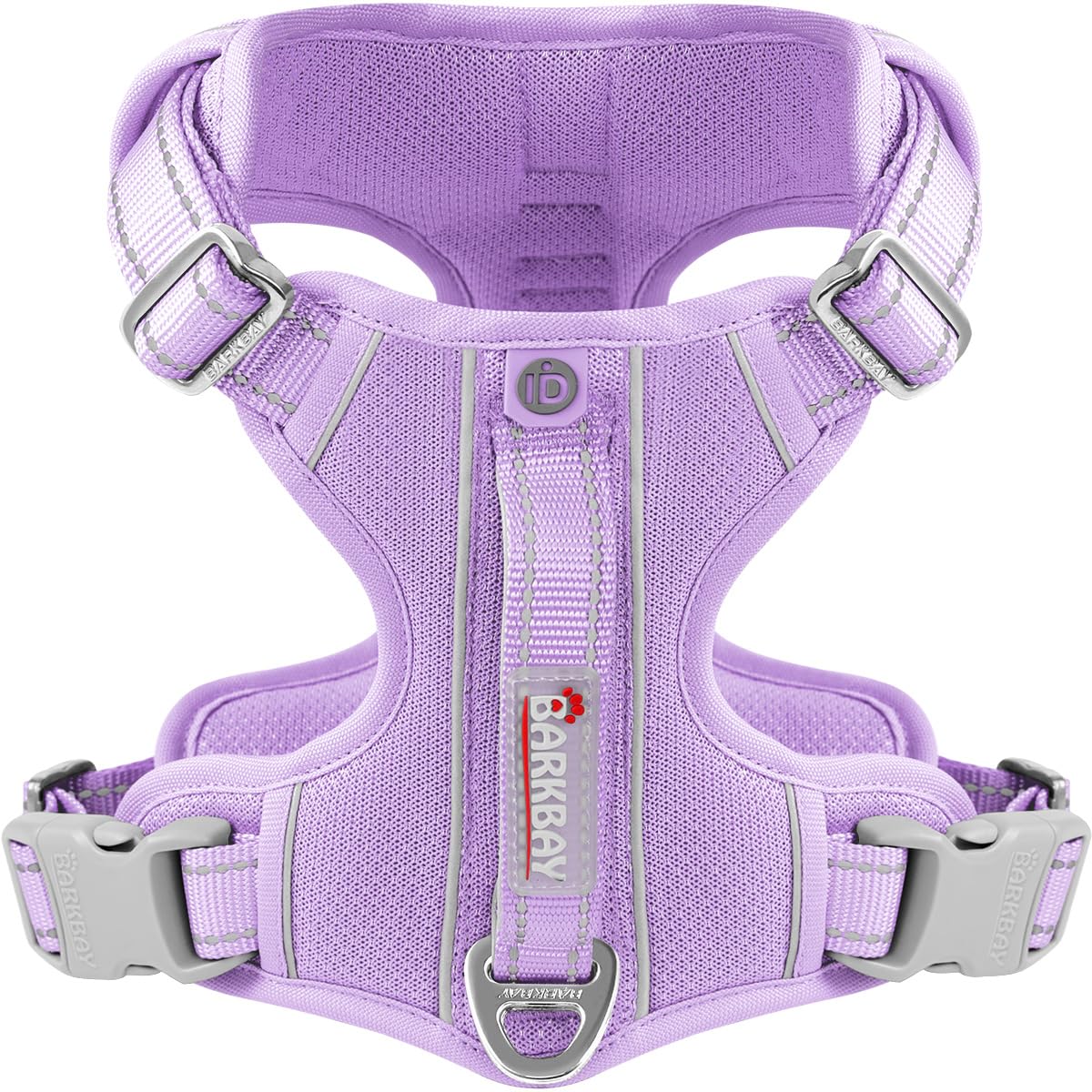 Barkbay Dog Harness No Pull With Id Tag Pocket - Heavy Duty, Reflective, Easy Control For Large Dogs (Violet Purple,M)