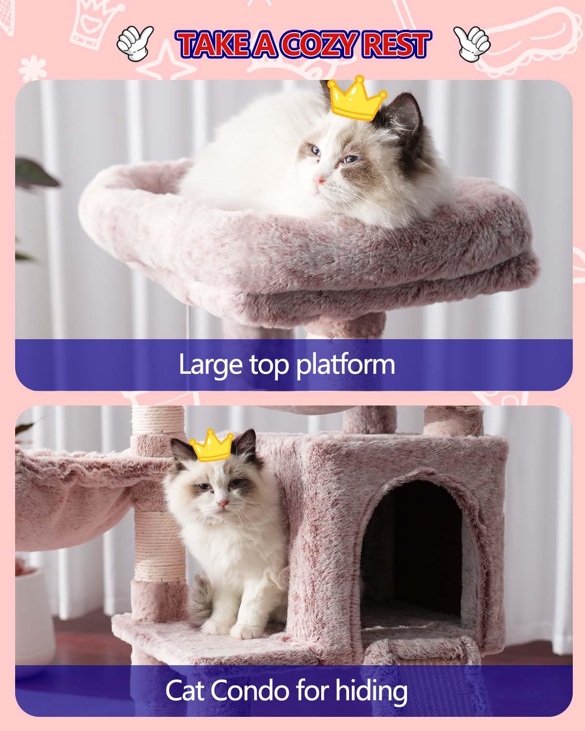 Gitelsnour Cat Tree for Small Cats/Kitten, Cat Tower with condo, 2 Baskets, Platform, Scratch Board, Cat Scratching Posts for In