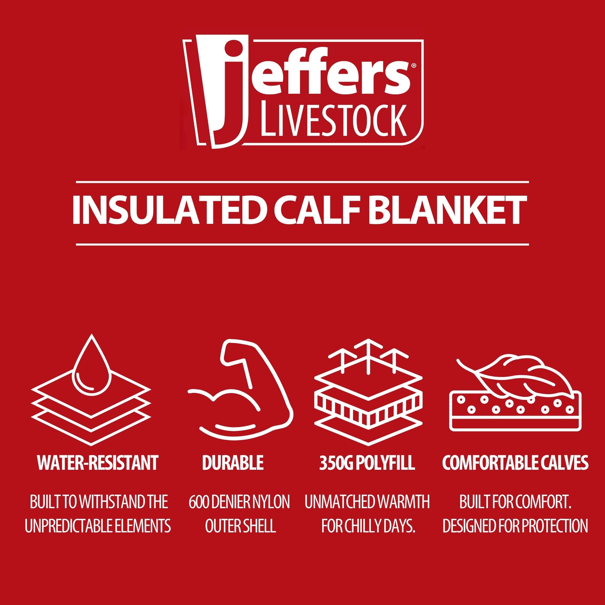 Jeffers Livestock Insulated Calf Blanket, Grey Navy, 1 Pack - 600Denier, 350G Polyfill, Winter Warm Clothes For Calf, Water Proo