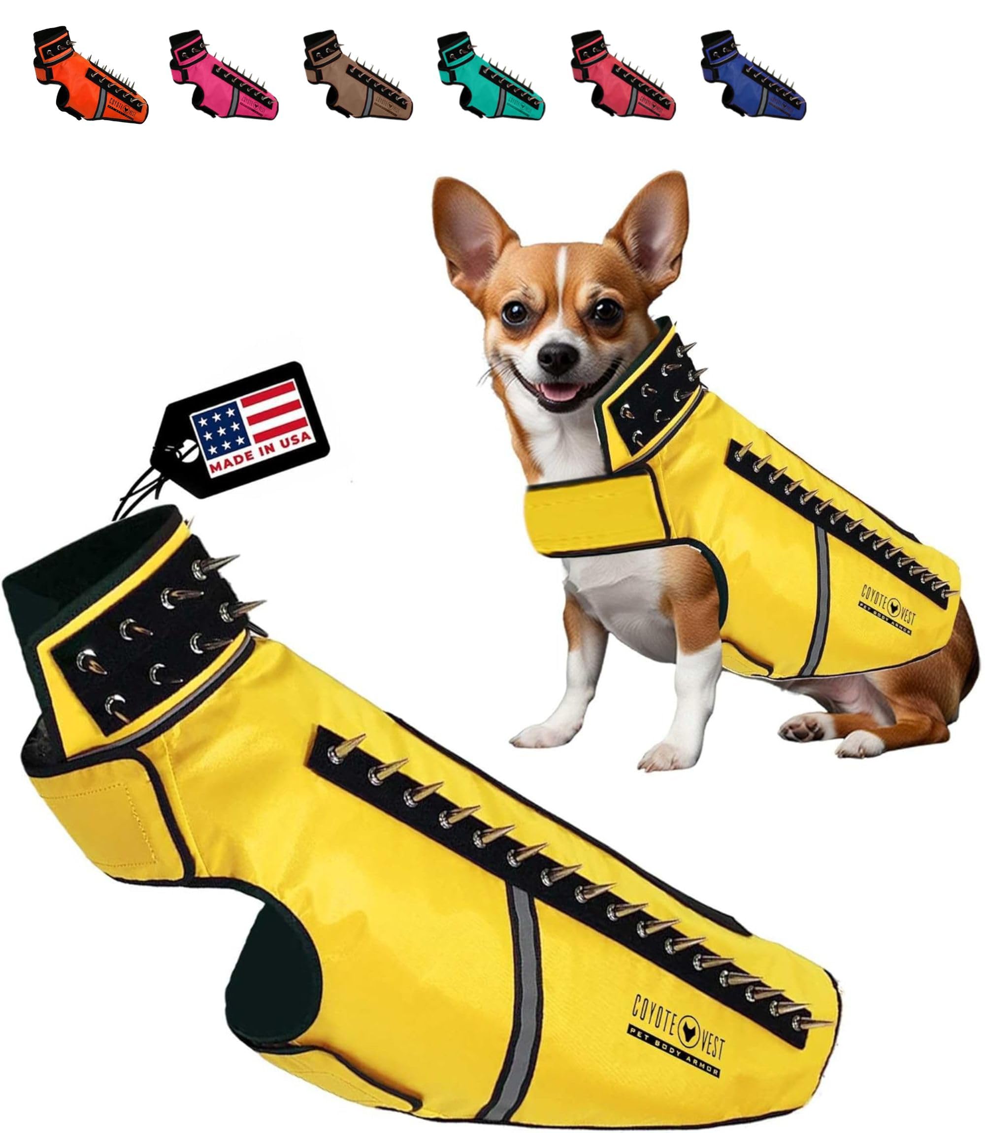 CoyoteVest SpikeVest Dog Harness Vest for Small Dogs, Reflective Dog Vest with Spikes to Shield Your pet from Coyotes, Raptor an