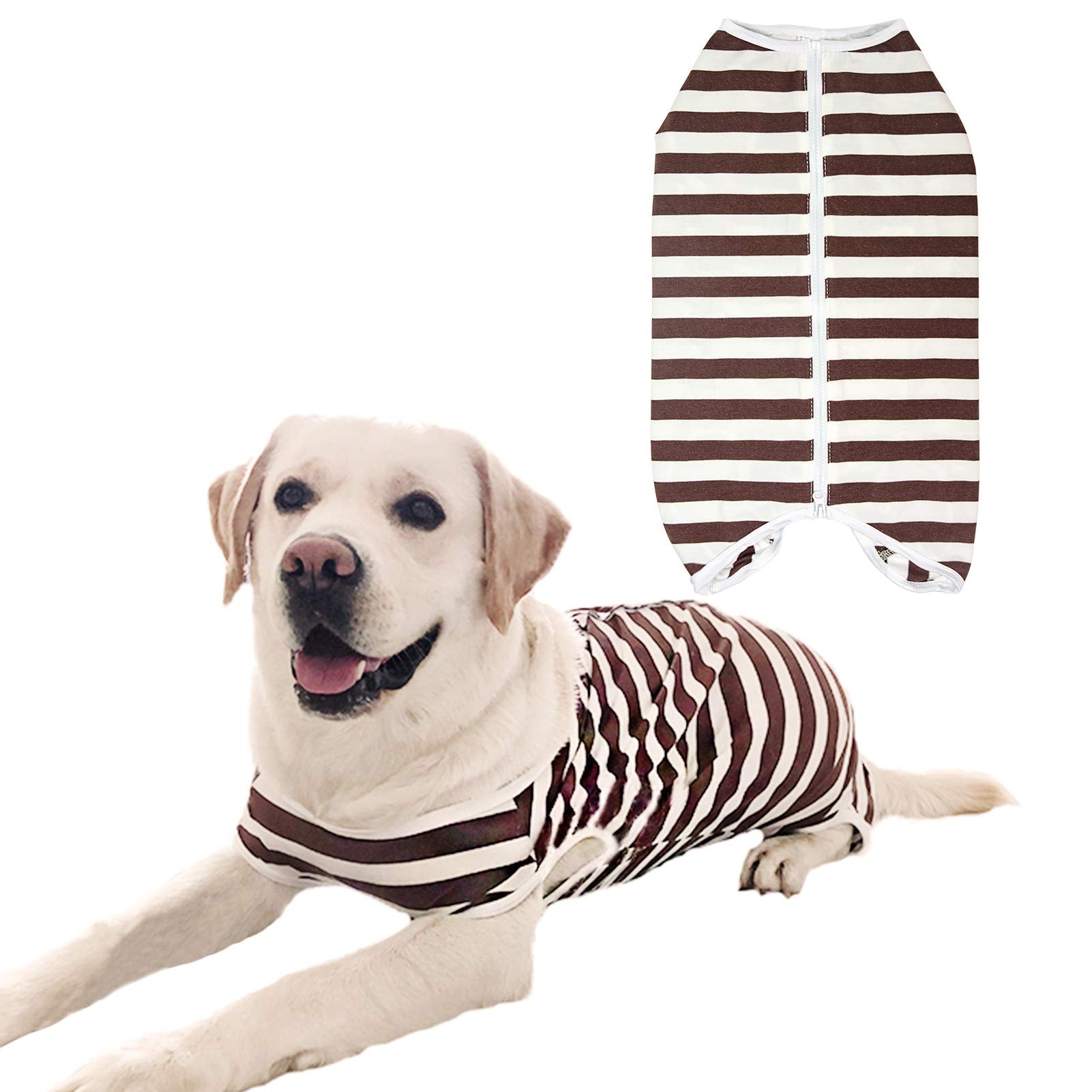 Dogs Recovery Suit Post Surgery Shirt For Female Male Dog, E-Collar Alternative Wound Protective Clothes (Brown White-5Xl)