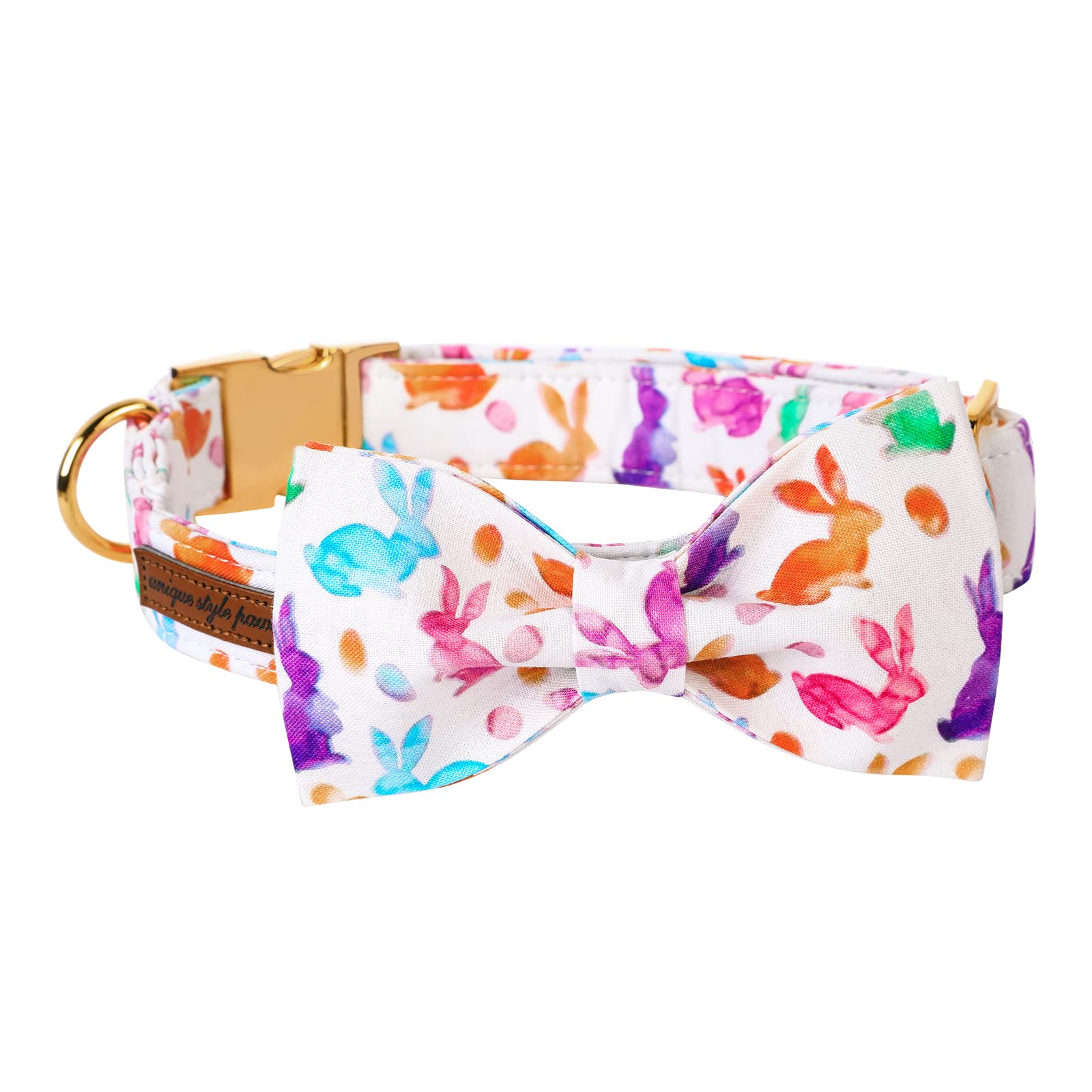 Unique Style Paws Easter Dog Collar, Holiday Bunny Eggs Dog Collar Bowtie, Pet Collar Bow For Small Medium Large Dogs