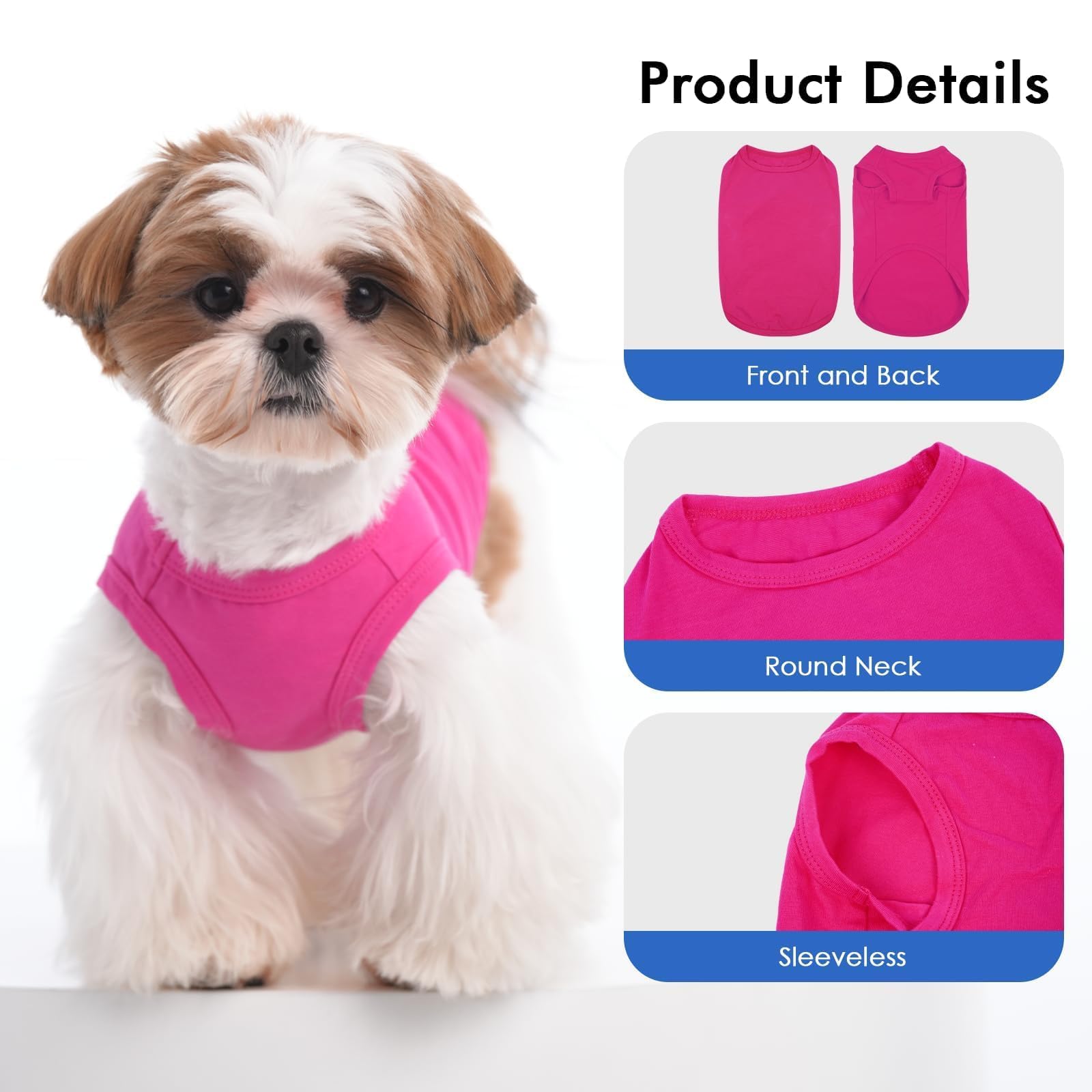 3 Pack Pink Striped Dog T-Shirt For Small Dogs,Sleeveless Shirts Set For Spring,Summer Sun Protection,Lightweight For Park Walki