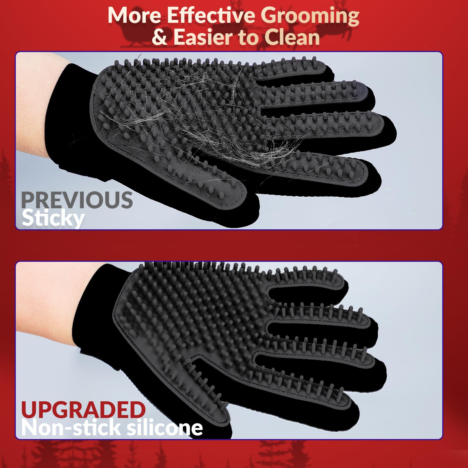 Upgrade Version Pet Grooming Glove - Gentle Deshedding Brush Glove For Dogs, Cats & Horses With Long And Short Fur - Efficient P