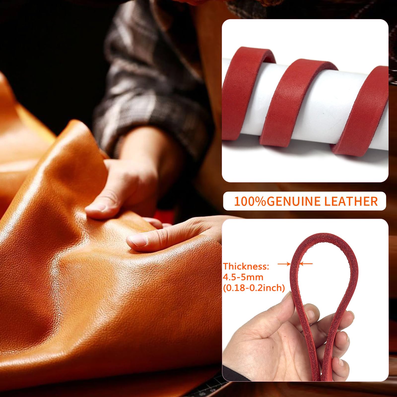 Guiding Star Leather Dog Leash 8Ft, Dog Leashes For Large Dogs Heavy Duty, Soft Handmade Leather Training Leash For Medium & Lar