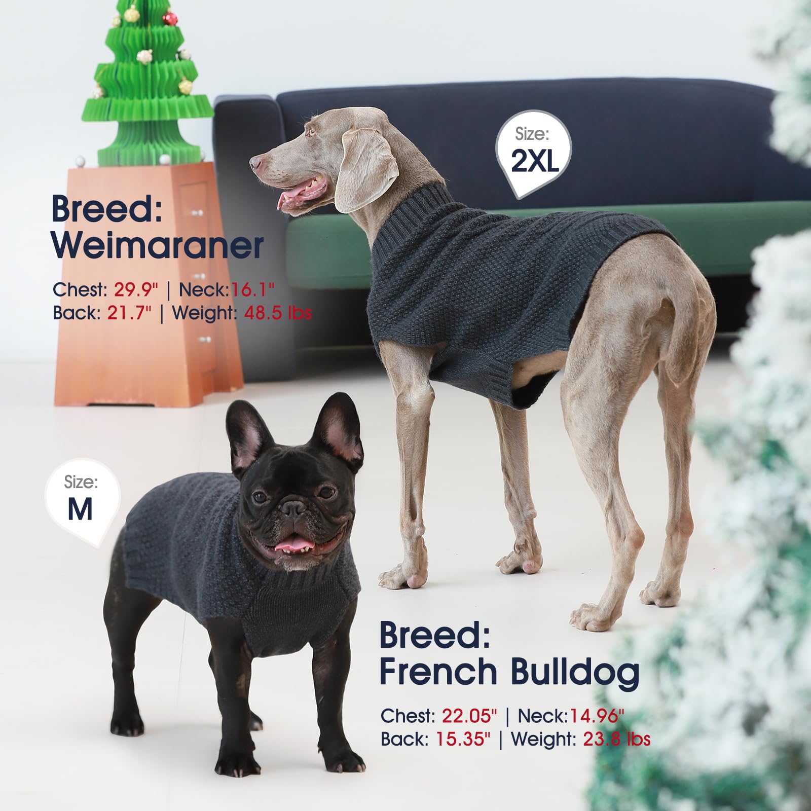 IECOii Dog Sweater,Dog Sweaters for Medium Dogs Girl and Boy,Thermal Knitted Dog Christmas Sweater for Cold Weather,Small Medium